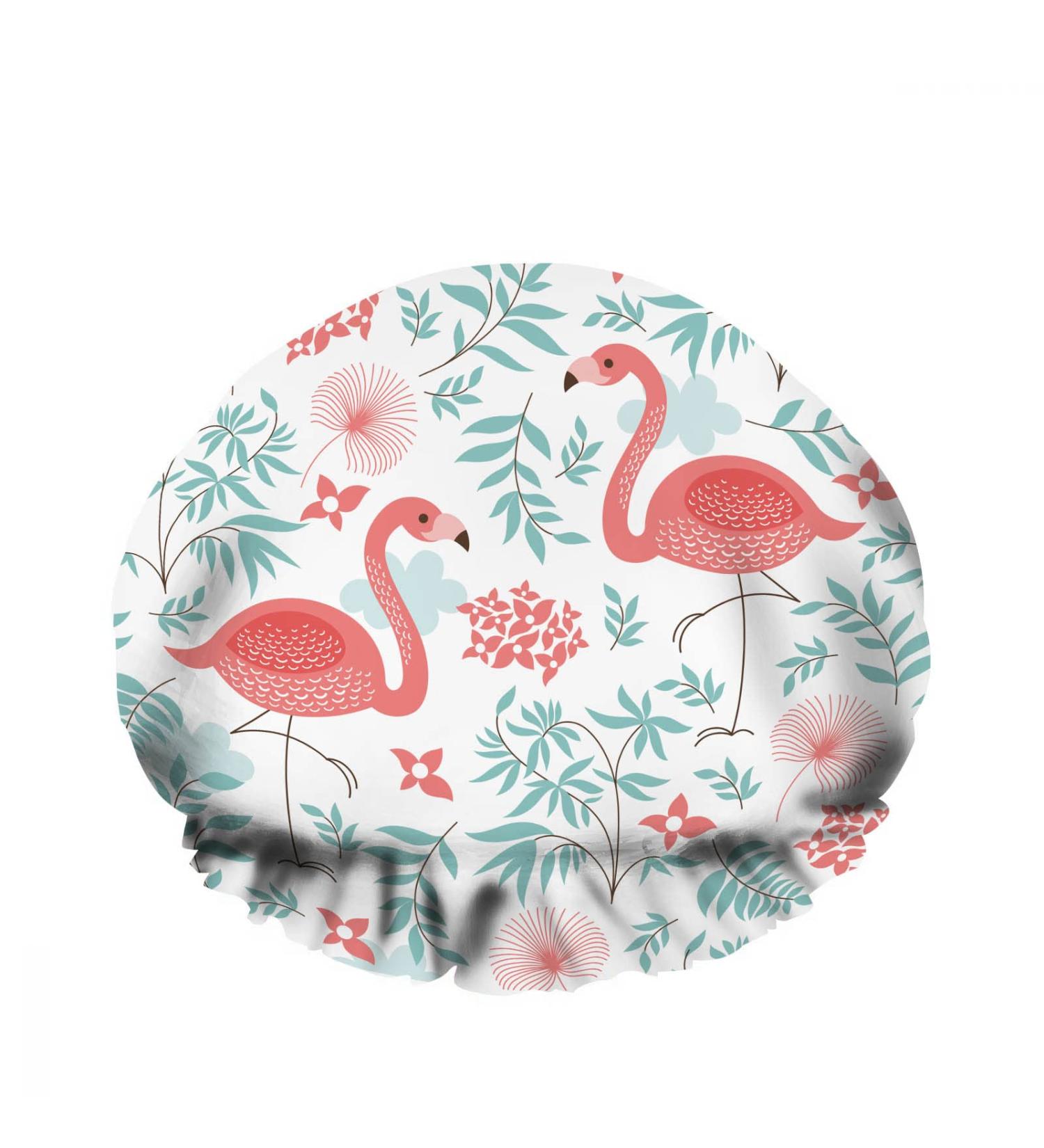 Pink Flamingos Tropical Shower Cap | Reusable Exotic Bird Hair Care Accessory for Women | 10.6 x 4.3 x 0.15 Inch - Buy Online on GoSupps.com