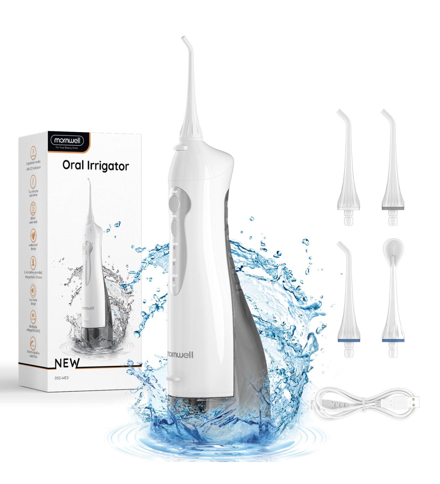 Water Flosser - Portable Dental Oral Irrigator USB Rechargeable 330ML 3 Modes for Teeth Care Braces & Bridges - Travel Friendly - Buy Online on GoSupps.com