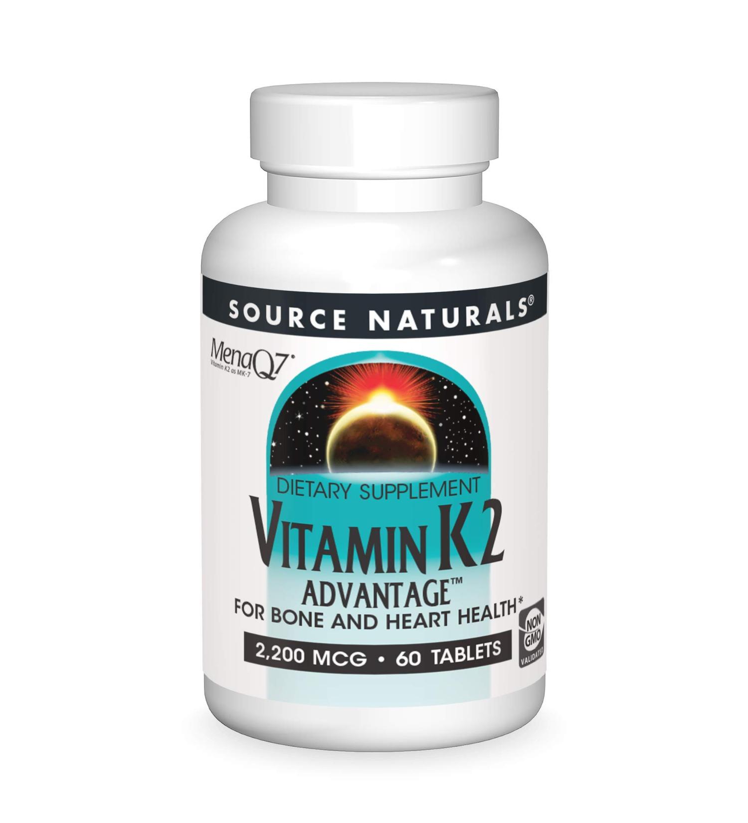 Source Naturals Vitamin K2 Advantage 2200 mcg - 60 Tablets for Bone & Heart Health - Buy Online on GoSupps.com
