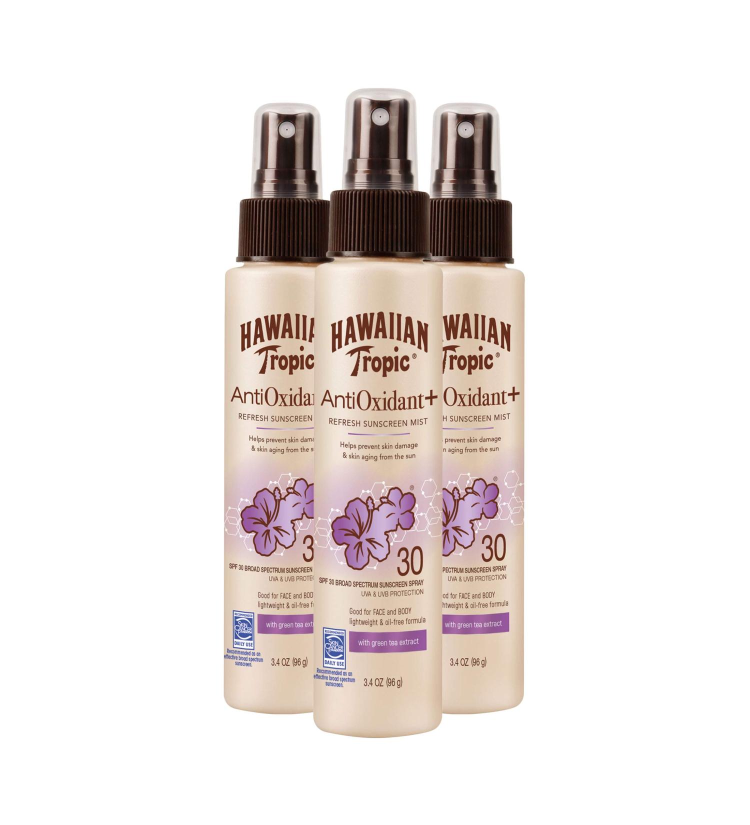 Hawaiian Tropic Antioxidant Sunscreen Spray Green Tea Extract SPF 30 3.4oz - Pack of 3 | Antioxidant Mist SPF 30 - Buy Online on GoSupps.com