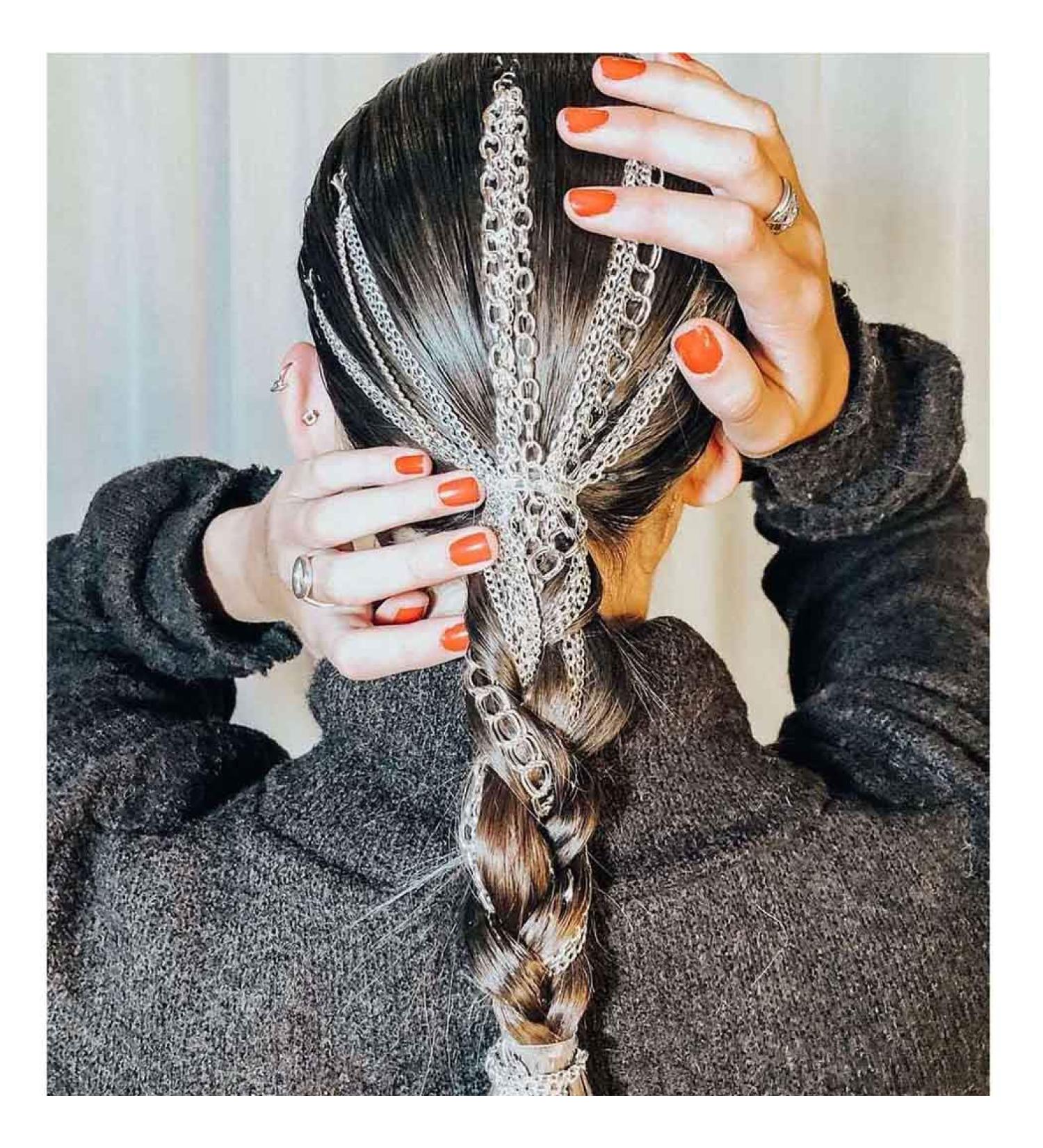 Campsis Punk Multi Strand Silver Braided Hair Extension Chains - Fashion Tassel Hair Piece for Women and Girls - Buy Online on GoSupps.com