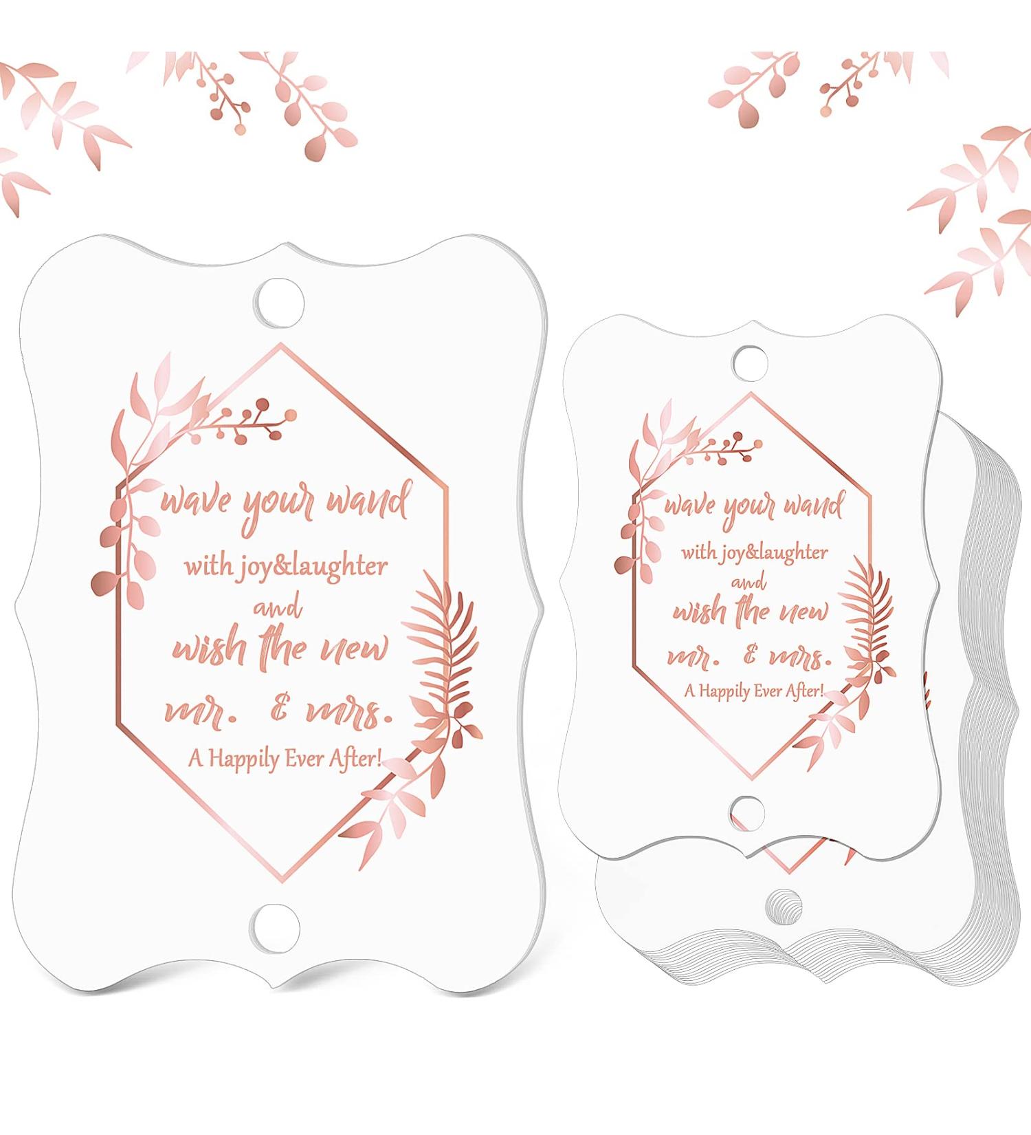 100 Pack Wedding Wand Favor Tags Exit Wedding Send Off Tags Gold Foil Favors Paper Gift Ribbon Wedding Wand Tags for Wedding Favors Party - Buy Online on GoSupps.com