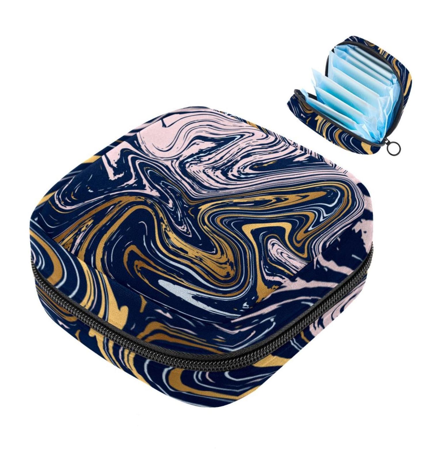 Portable Storage Bags for Women's Bandages - Aesthetic Abstract Marble Design | Ideal for Tampons Panty Liners & Menstrual Pads | Perfect for School & Office - Buy Online on GoSupps.com