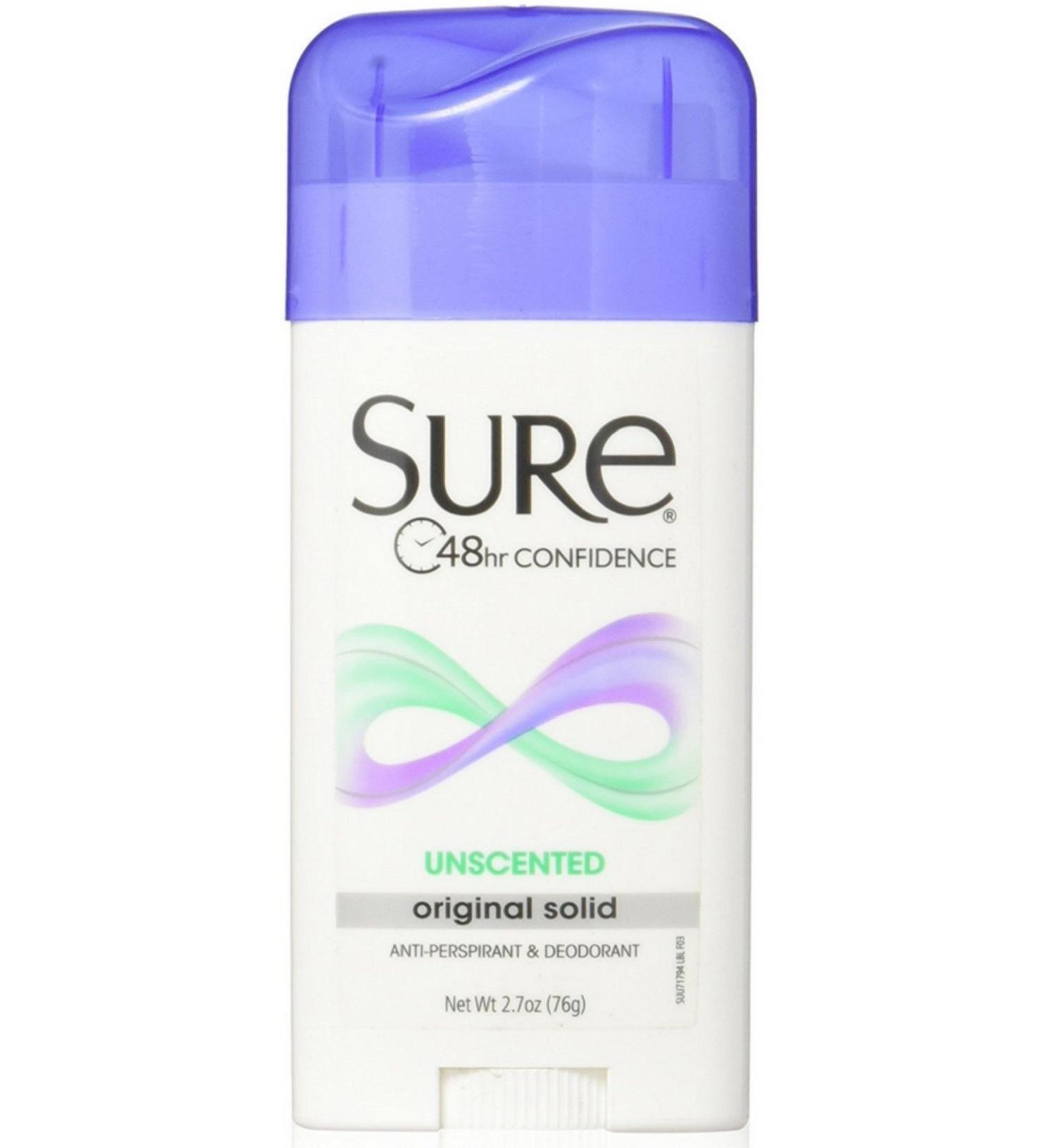 Sure Original Solid Unscented  Anti-Perspirant Deodorant 2.70 oz