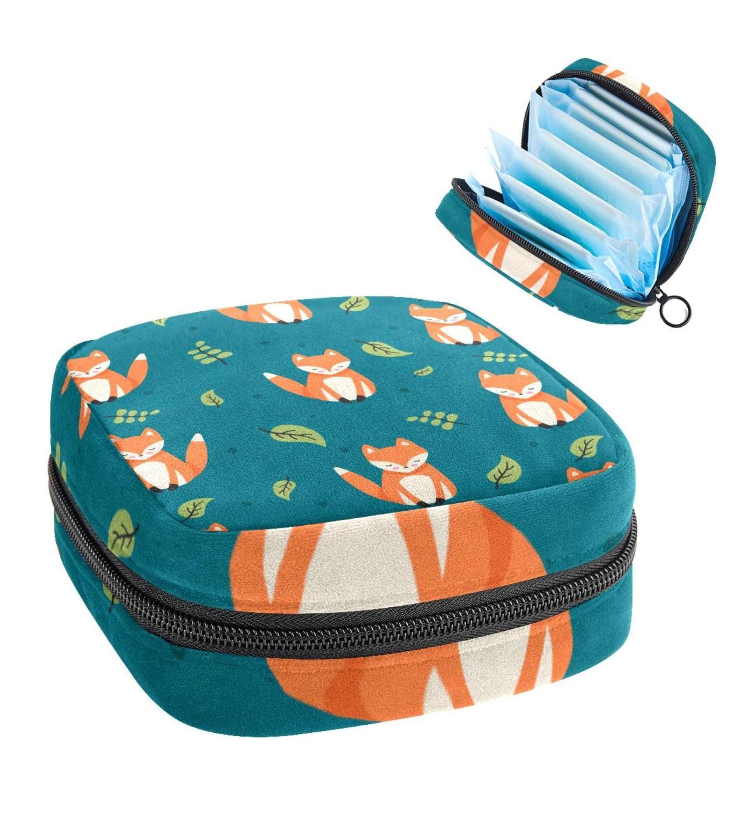 Fox Pattern Sanitary Napkin Storage & Travel Makeup Bag - GIAPB Period Bag Color4568 - Buy Online on GoSupps.com
