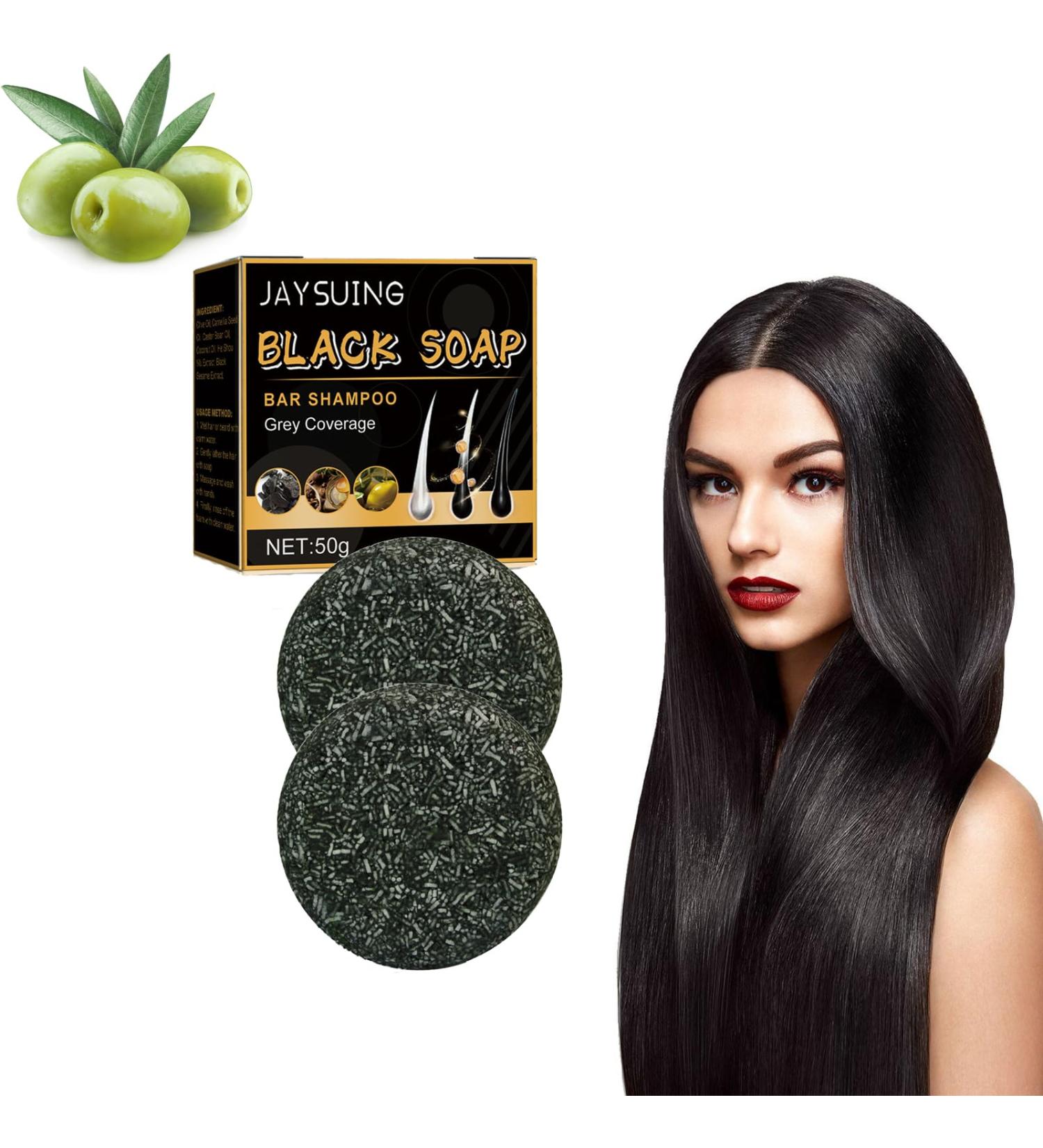 Hrgsot Jaysuing Black Hair Soap Jaysuing Black Soap for Hair Reverse Gray Hair Bar Shampoo - Gray White Hair Repair Gray Hair Reverse Bar Hair Darkening Soap for Gray Hair (2PCS) - Buy Online on GoSupps.com