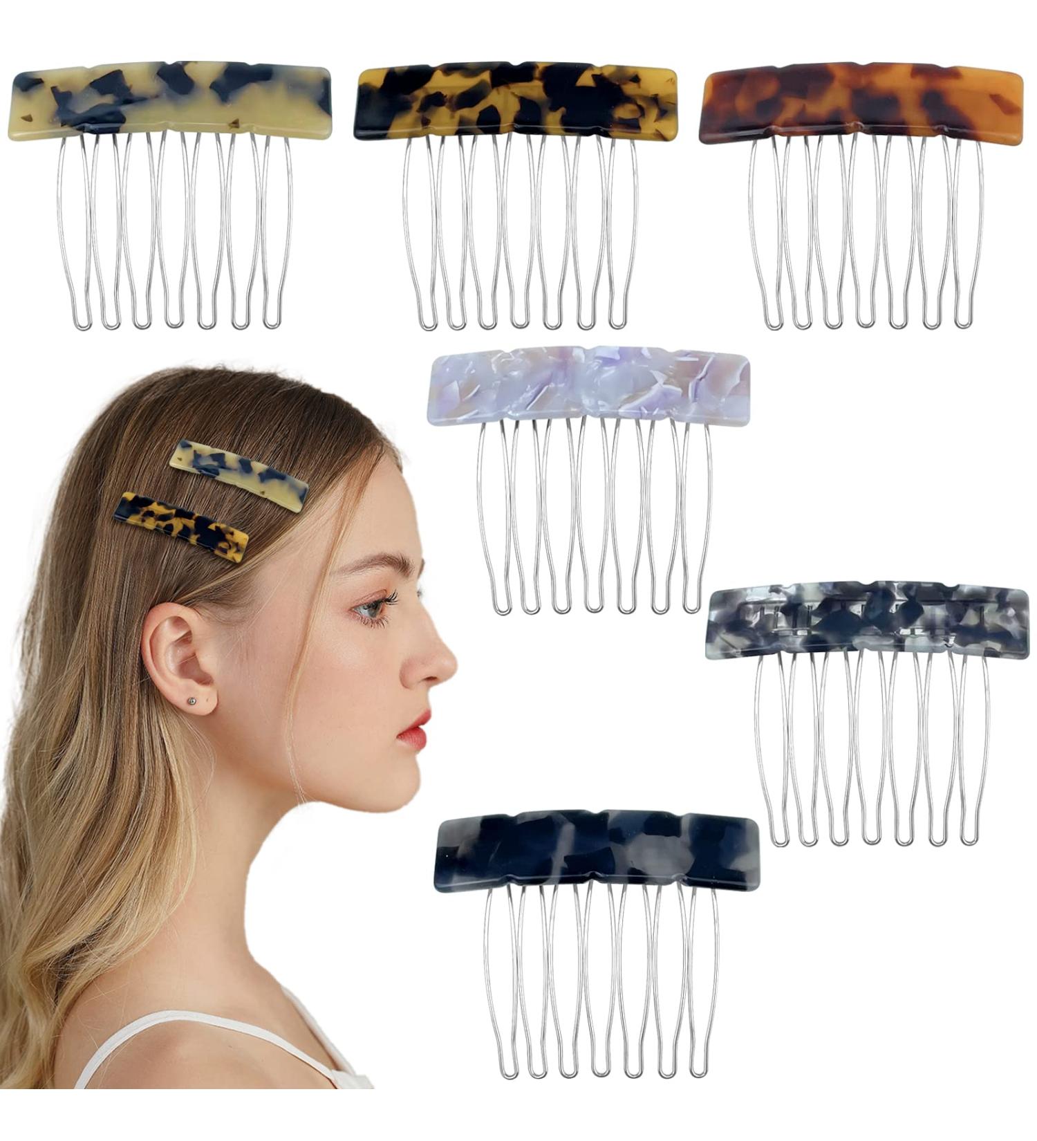 6 Pcs Acetate Seven-Tooth Hair Side Combs - Vintage French Hair Accessories for Women and Girls - Buy Online on GoSupps.com