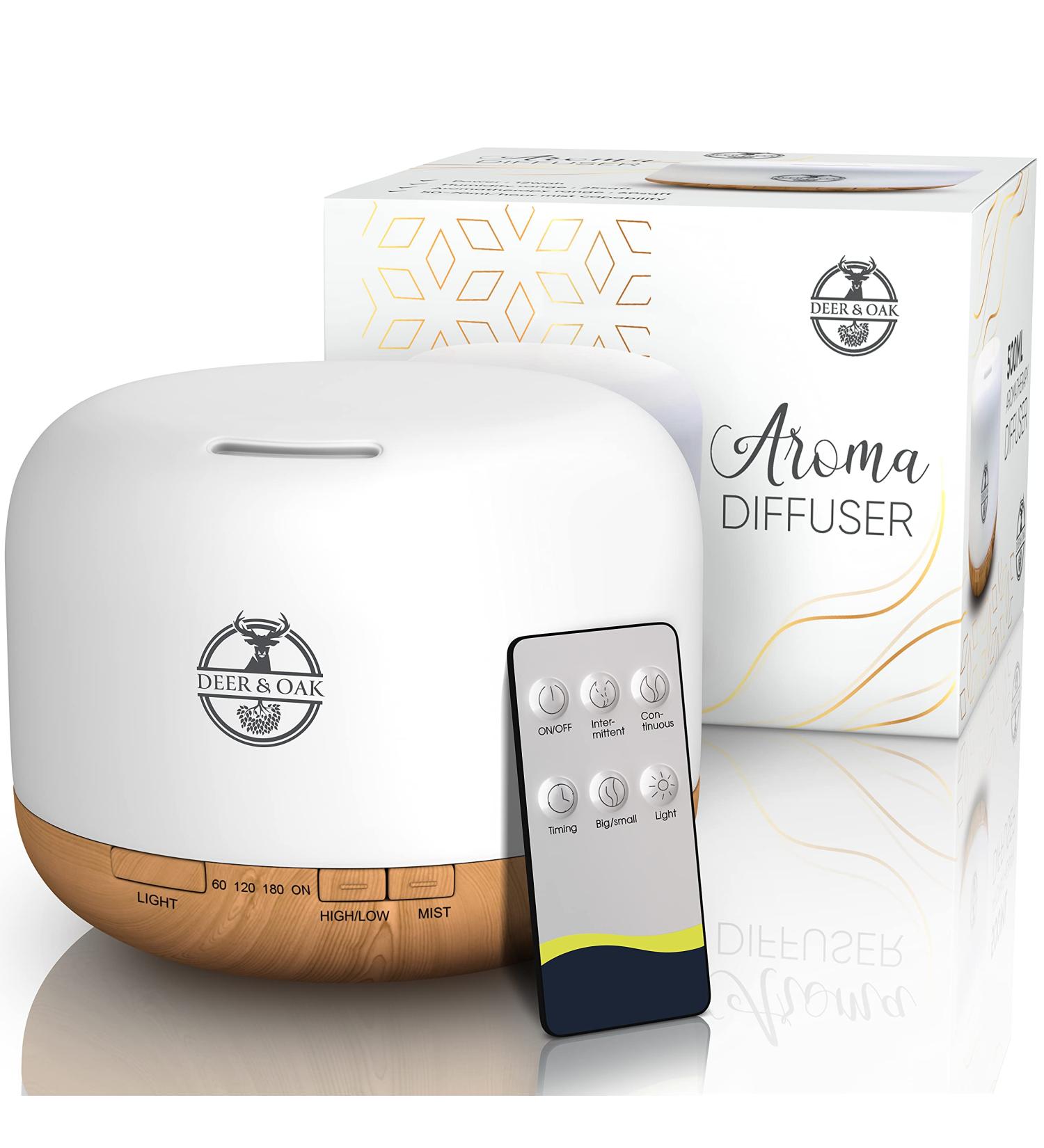 Deer & OAK 500ml Aromatherapy Diffuser - Air Humidifier with Stial Oil 7 LED Colors Remote Control Timer & Auto Shut-Off - Buy Online on GoSupps.com