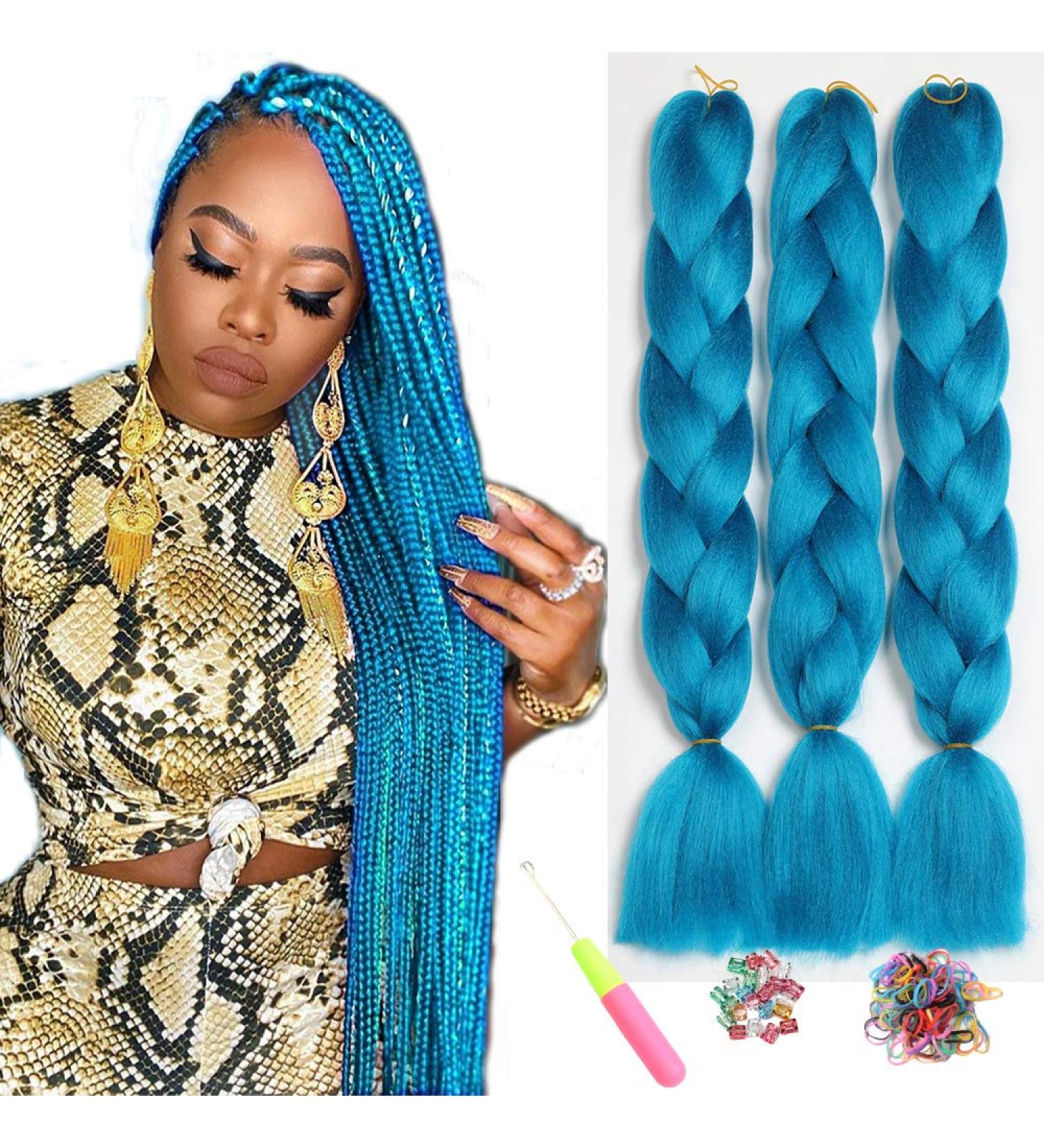 Buy Showjarlly Kanecalon Ombre Jumbo Braid Hair Extensions - 24 Kanecalon Braids in Navy Blue | 3 Series Pack - Ideal for Stylish Hair Braiding - Buy Online on GoSupps.com