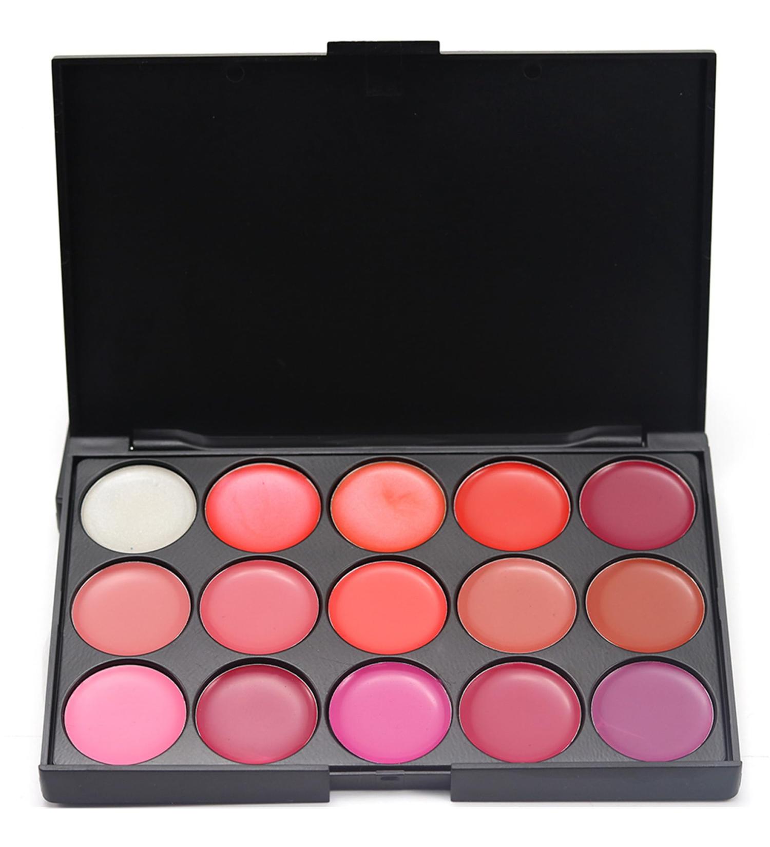 FantasyDay Professional 15 colors Lip Gloss Palette Makeup Kit - ideal for both professional and personal use
