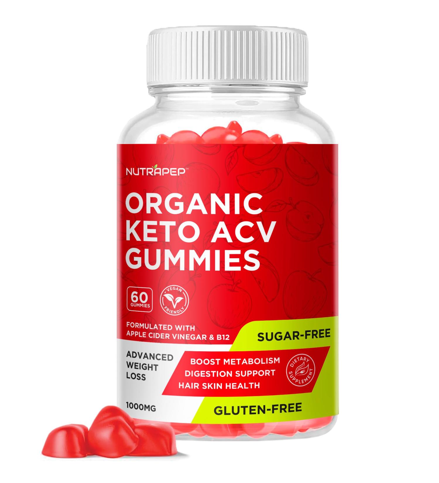 Keto ACV Gummies for Weight Loss - Gluten & Sugar-Free Apple Cider Vinegar Supplement (1000MG) - Fast Belly Fat Burner for Men & Women - Buy Online on GoSupps.com