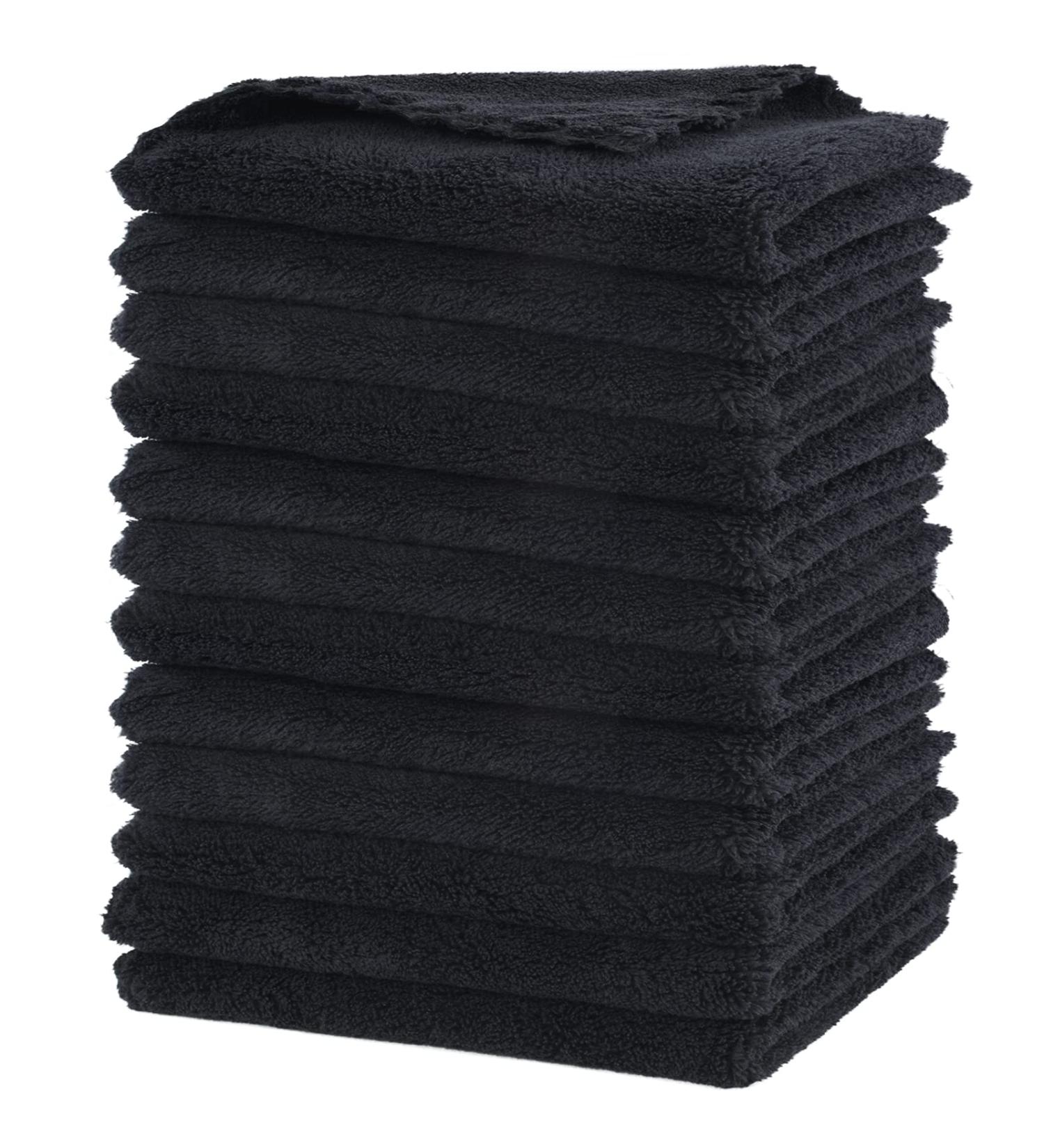 SUNLAND Microfiber Makeup Remover Cloths - Ultra Soft Reusable Face Wash Towels (12 Pack, Black) - Buy Online on GoSupps.com