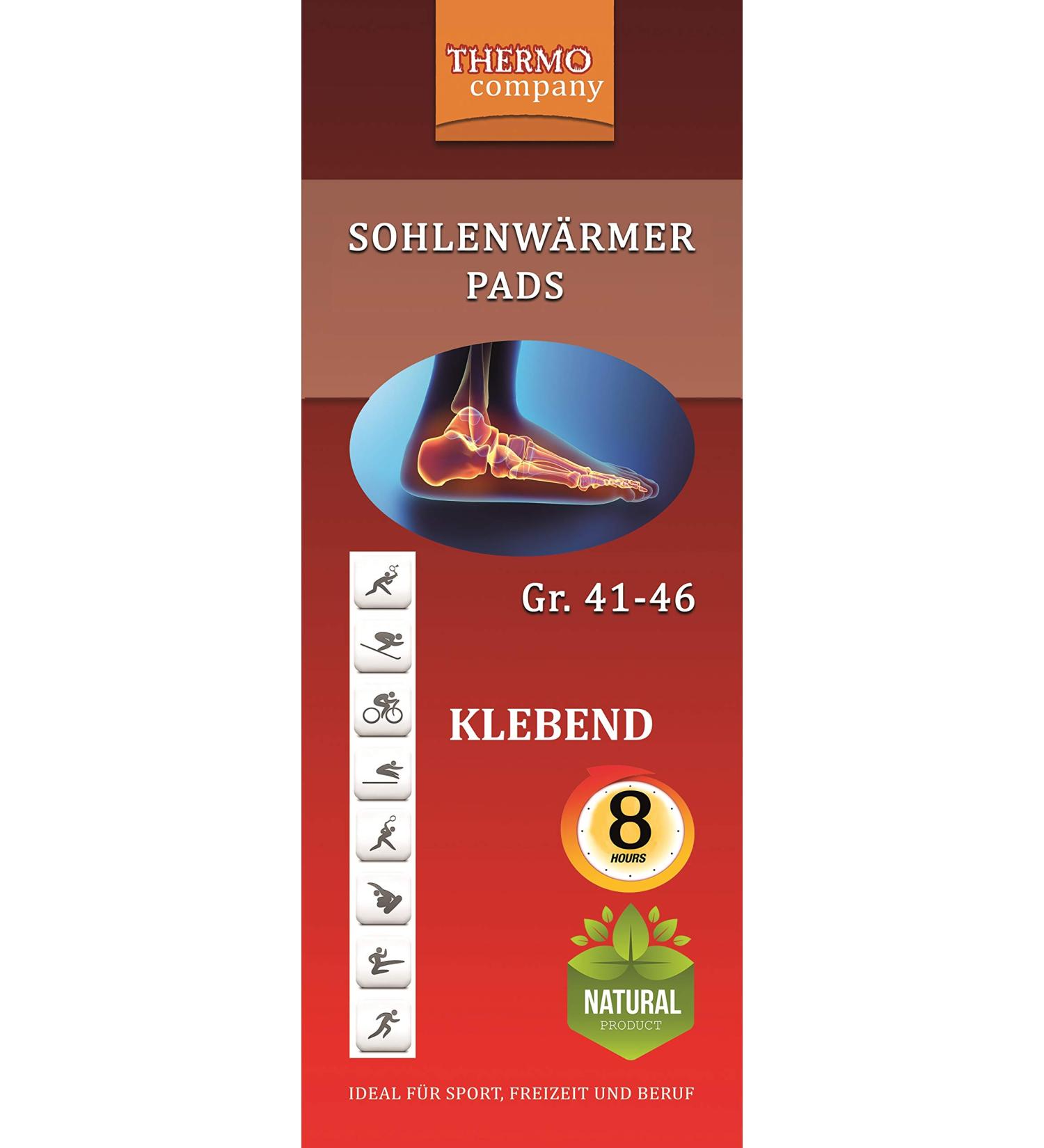 Thermo Company Sohlenwrmer Pads | Heat Insoles for Shoes | Adhesive Foot Warmer Pads (41-46) | Long-Lasting Warmth Up to 8 Hours | Buy in Bulk (5 10 20 30 40 Pairs) - Buy Online on GoSupps.com