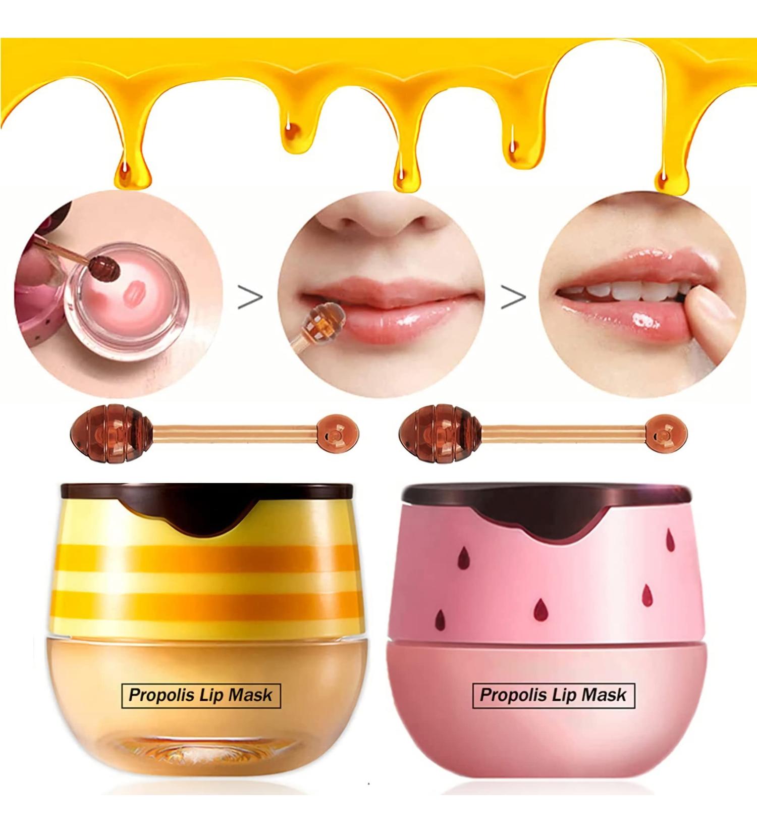 2 Pack Bee Balm Lip Care Set - Exfoliating Honey & Strawberry Lip Scrub, Hydrating Lip Mask with Propolis, Prevents Dryness and Cracks - Includes Lip Brush - Buy Online on GoSupps.com