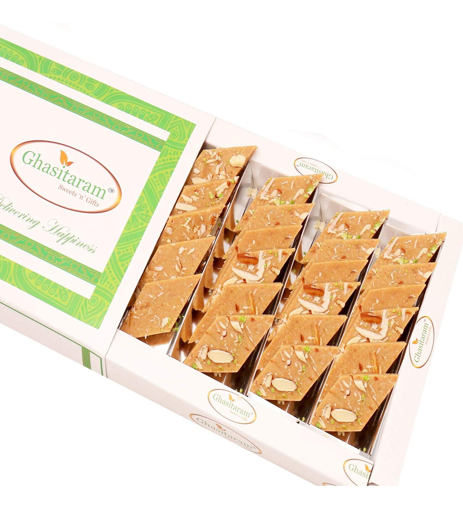 Ghasitaram Gifts Diwali Gifts Sweets- Jaggery (Gud) Kaju Katli 200 GMS - Buy Online on GoSupps.com