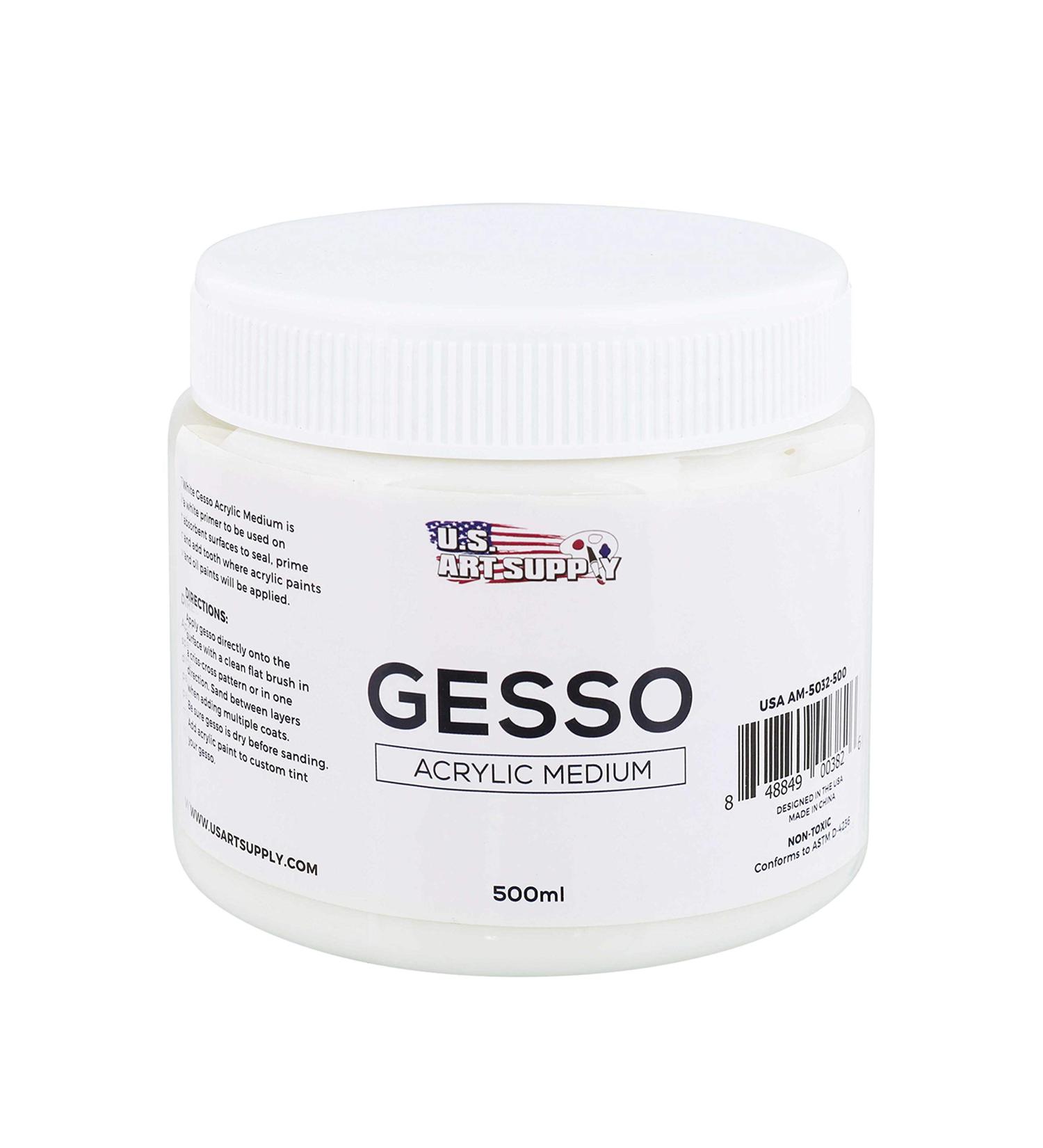 U.S. Art Supply White Gesso Acrylic Medium 500ml Tub - 16.9oz - High Quality Artist Gesso Primer - Buy Online on GoSupps.com
