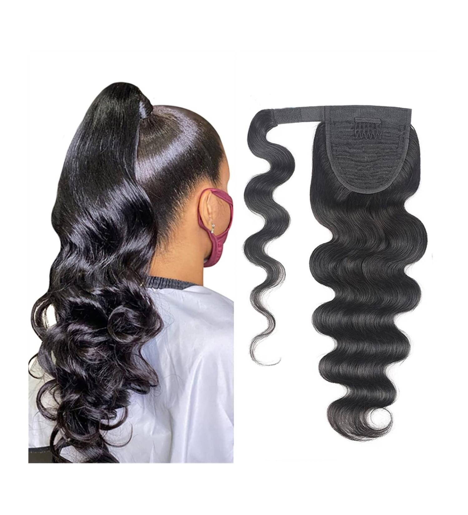 Hair Bun 8-24 Inch Long Wavy Ponytail Hair Extensions Wrapping Ponytail Brazilian Real Hair Ponytail Hair Extensions Clips Hair Extension Hair Piece (Color : Black Size : 20inch(100g)) 20inch(100g) Black - Buy Online on GoSupps.com