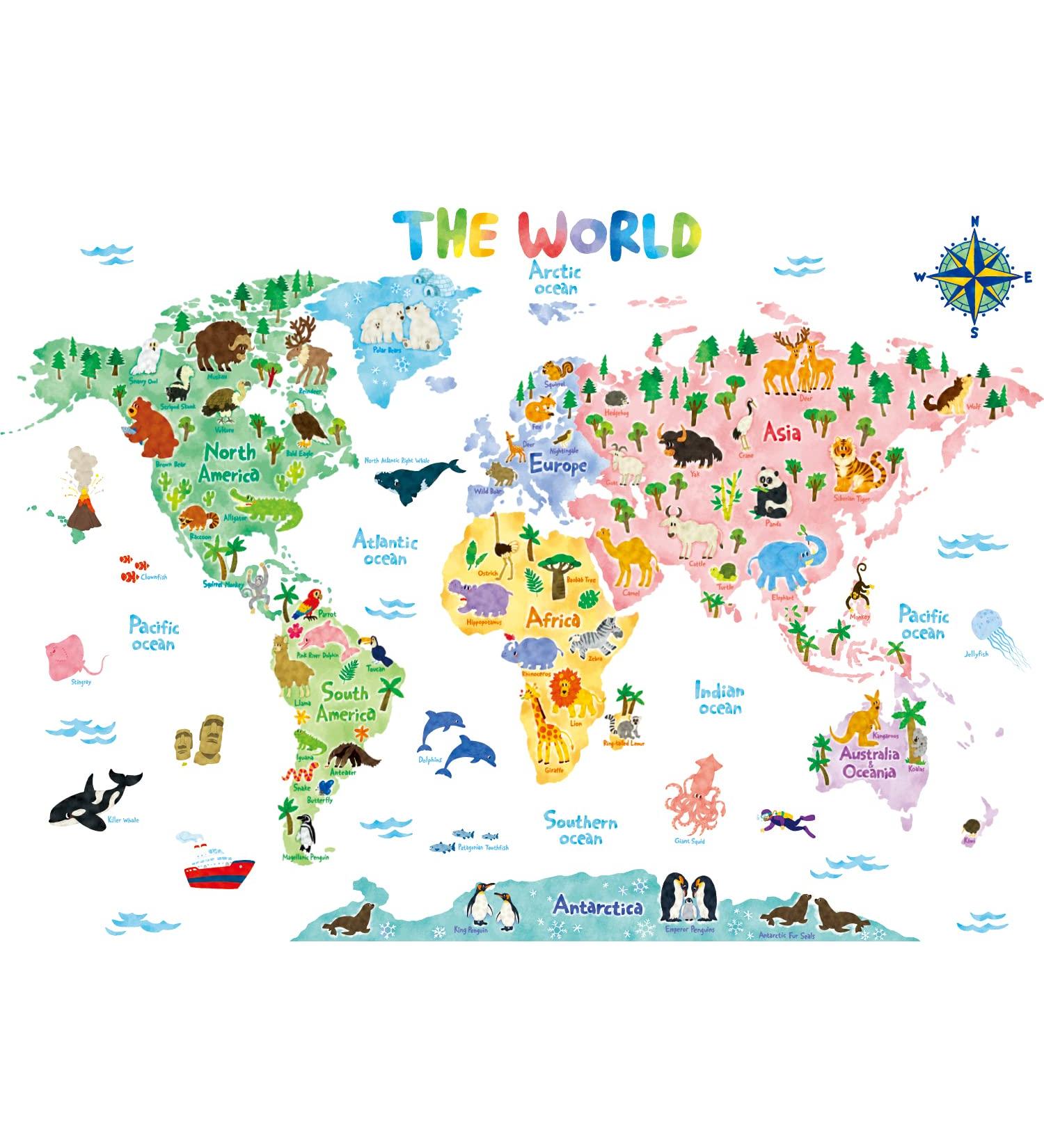 DECOWALL SG2-1615S Animal World Map Kids Wall Stickers Decals Peel and Stick Removable for Nursery Bedroom Living Room decor baby educational nation worldwide Animals World Map - Buy Online on GoSupps.com