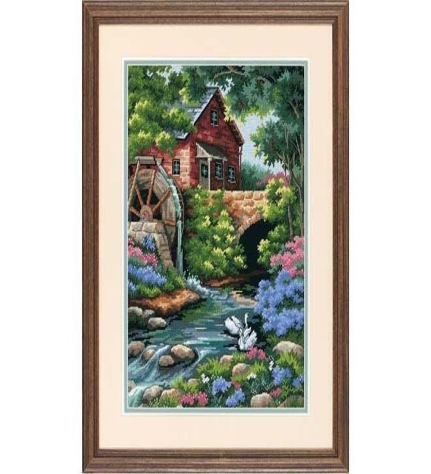 Old Mill Cottage Needlepoint Kit - 12 W x 16 H Dimensions - Buy Online on GoSupps.com