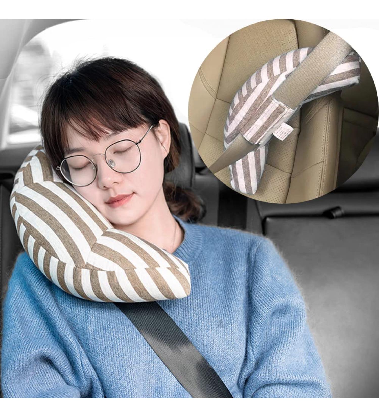 Kids Car Seat Belt Safety Travel Pillow - Head & Neck Support Cushion for Children - Universal Fit and Comfortable - Khaki - Buy Online on GoSupps.com