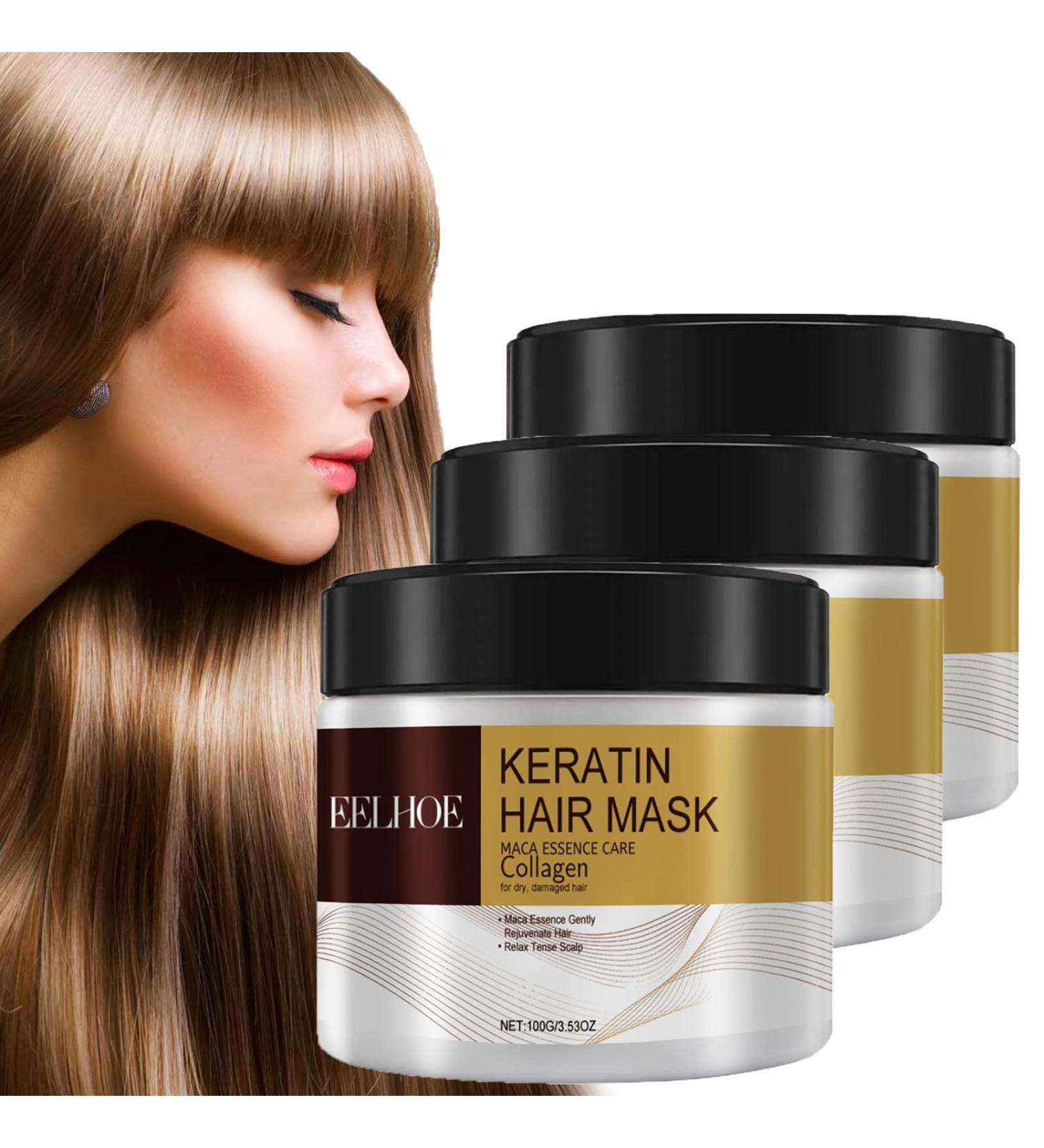 Collagen Hair Treatment Collagen Hair Mask Conditioning Argan Oil Hair Mask Keratin Hair Mask Collagen Treatment Deep Repair Conditioner Hair Masks for Dry Damaged Hair (3PCS) - Buy Online on GoSupps.com