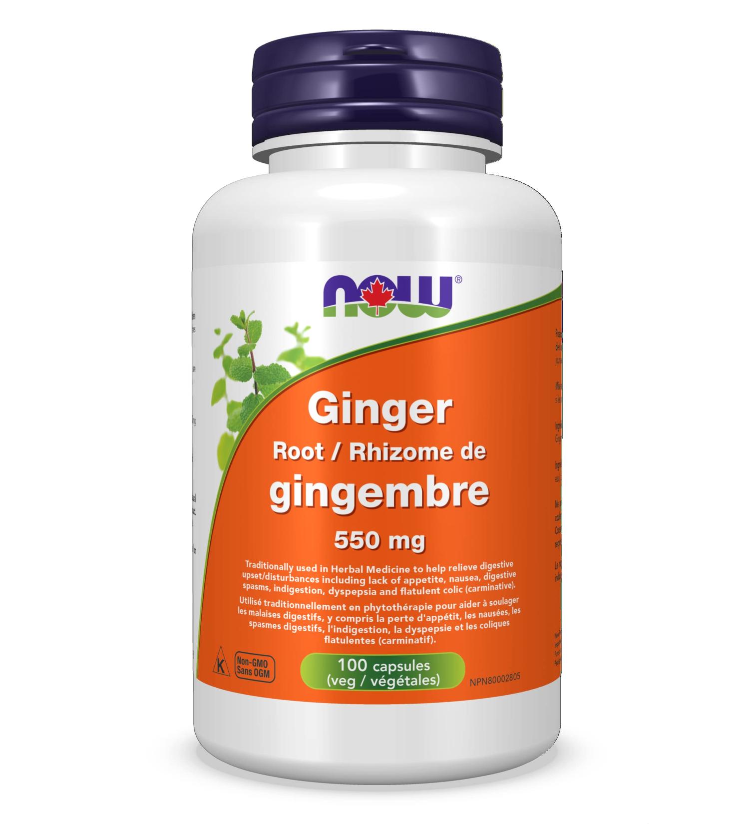 NOW Supplements Ginger Root 550mg Capsules 100 Count - Buy Online on GoSupps.com