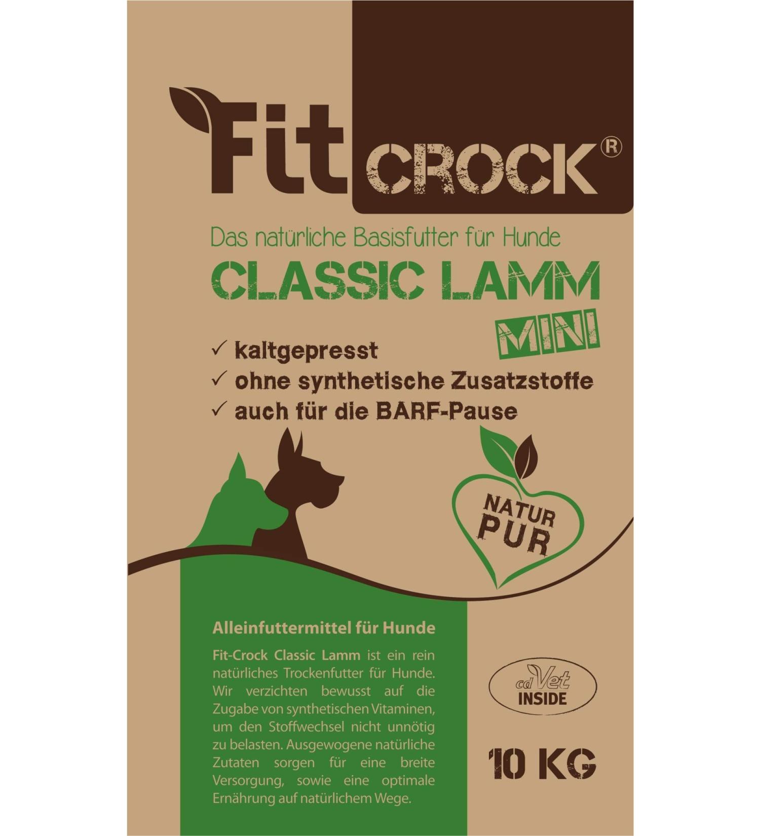 cdVet Fit-Crock Classic Lamb Mini 10 kg - Grain-free, natural lamb and mutton dog food