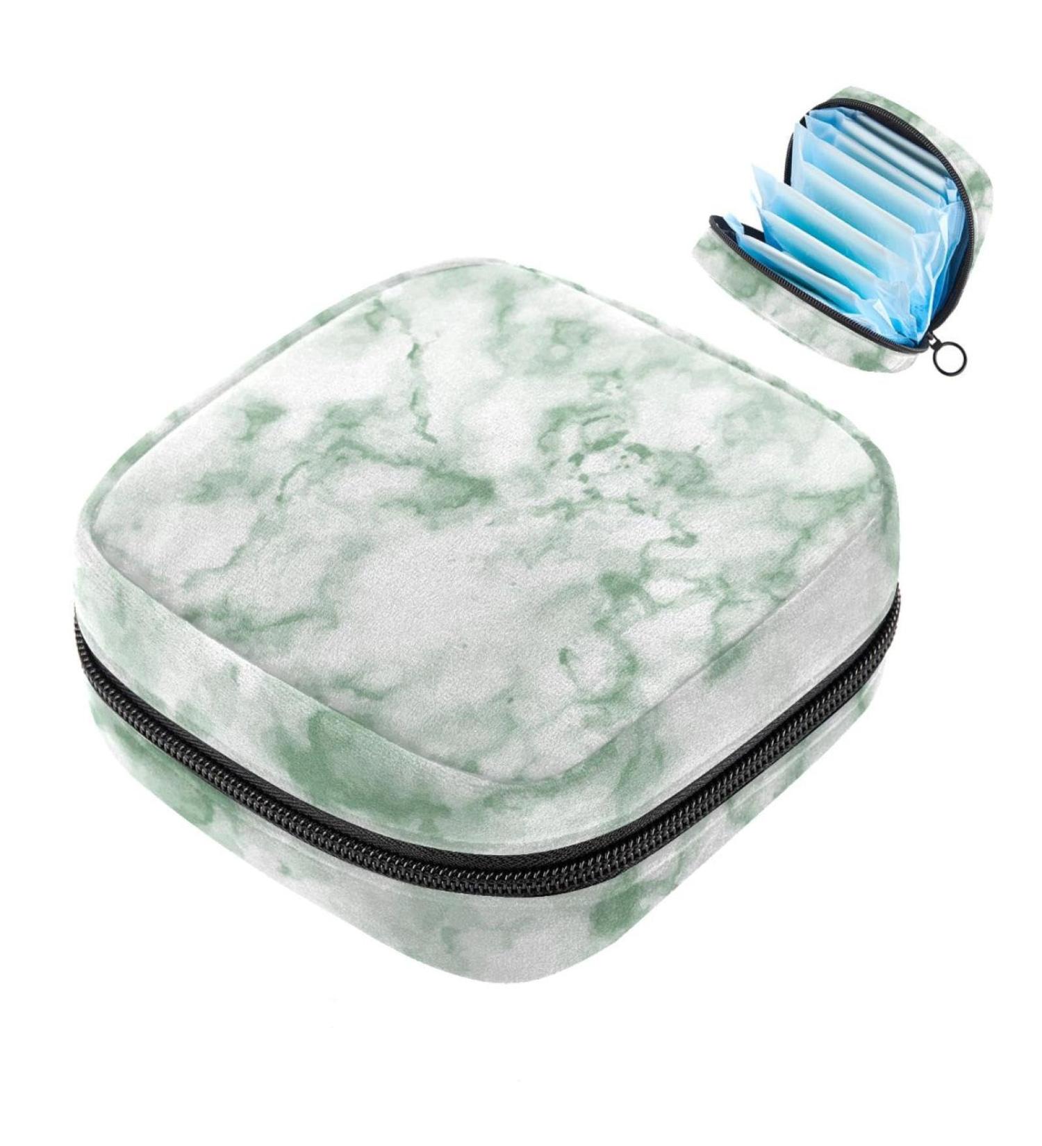 Portable Women's Binding-Up Bags | Menstrual Cup & Tampon Storage for Teens - Green Marble Design - Buy Online on GoSupps.com