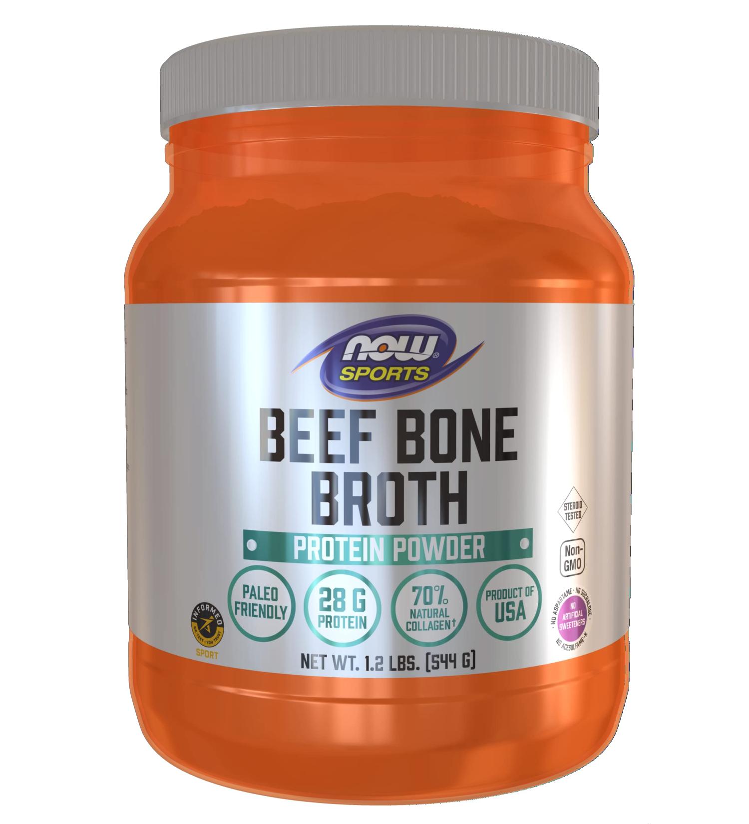 Now Foods Sports Beef Bone Broth Protein Powder 1.2 lbs â€“ Ultimate Muscle Recovery & Collagen Boost - Buy Online on GoSupps.com
