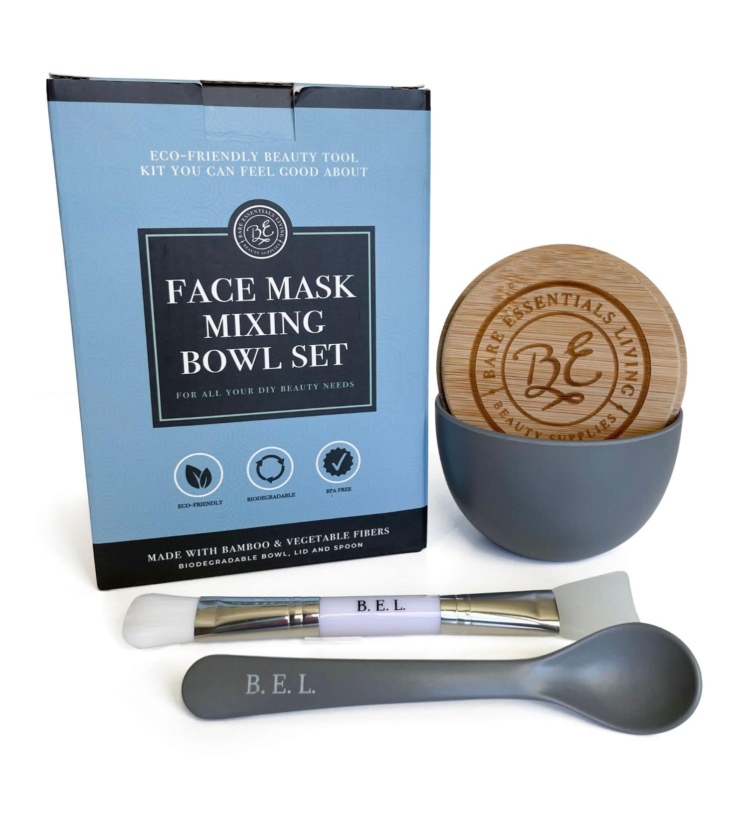 Clay Face Mask Mixing Bowl Set with Bamboo Lid, Spoon, and Brushes - DIY Clay Mask Kit for Facials, Body, and Hair - Buy Online on GoSupps.com
