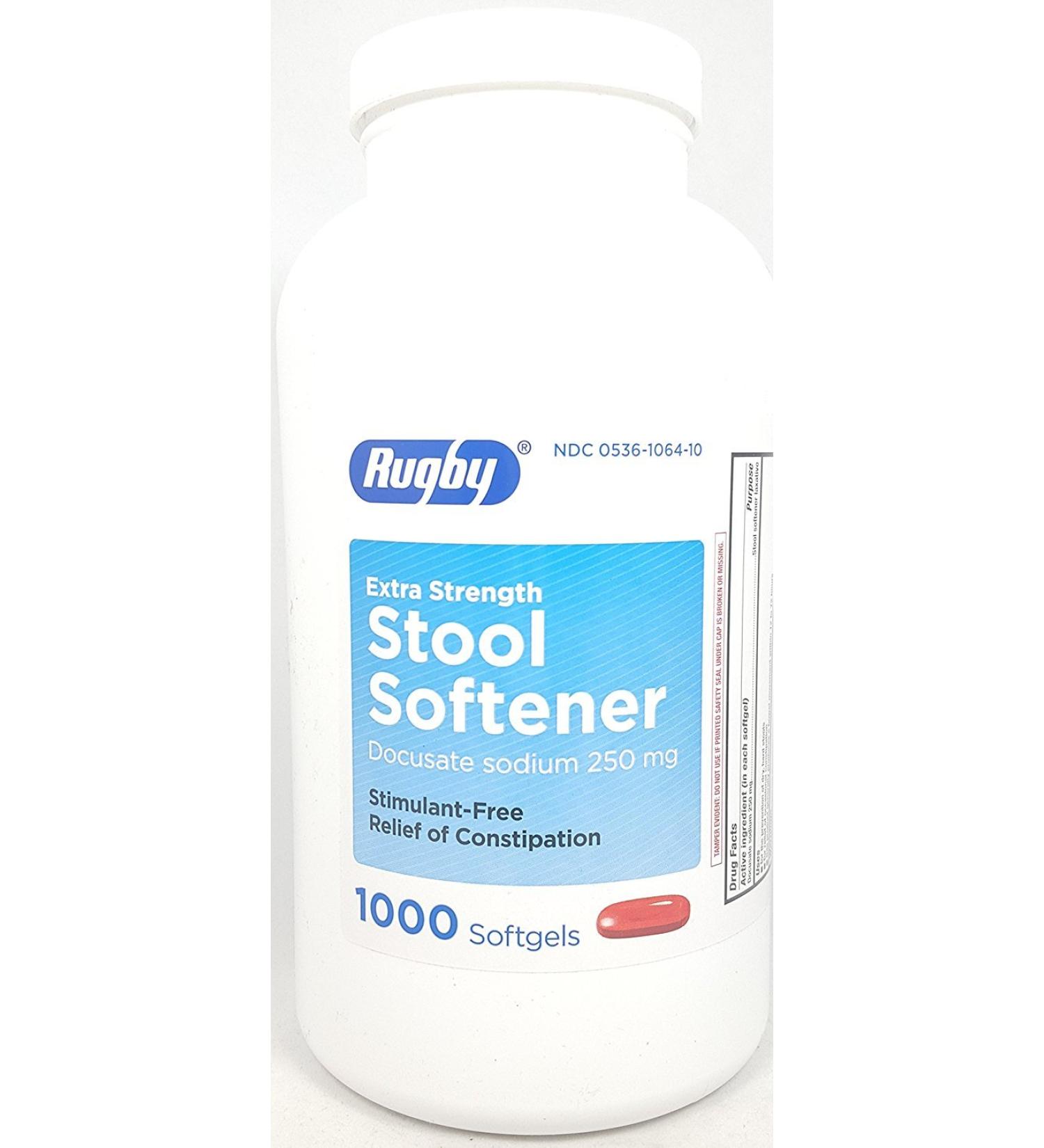Rugby Stool Softener Docusate 250mg Softgels 1000 Count per Bottle 1000 Count (Pack of 1)