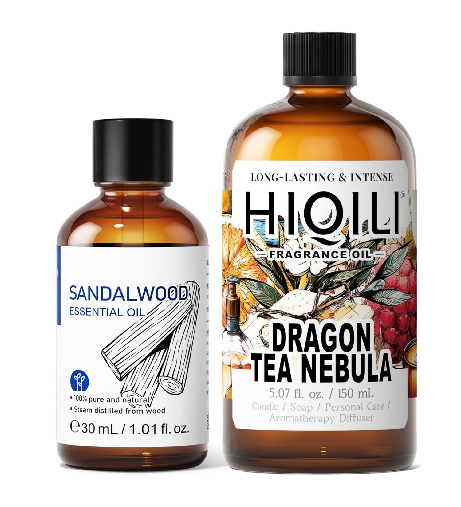 HIQILI 30ML Sandalwood Essential Oil & 150ML Dragon Tea Nebula Fragrance Oil for DIY Diffuser - Buy Online on GoSupps.com