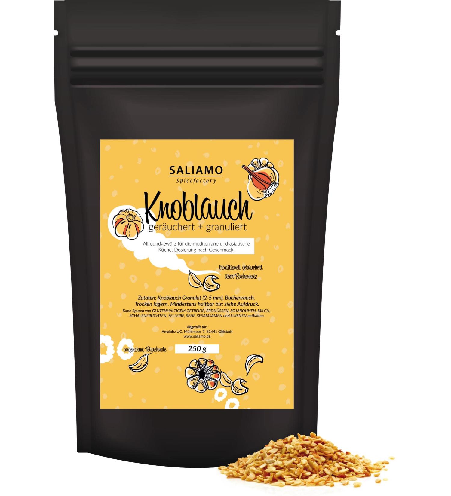 250g Smoked Garlic Granulate | Dried Beech Wood Seasoning for Pizza Pasta Grill Sauces & Seafood | Saliamo - Buy Online on GoSupps.com