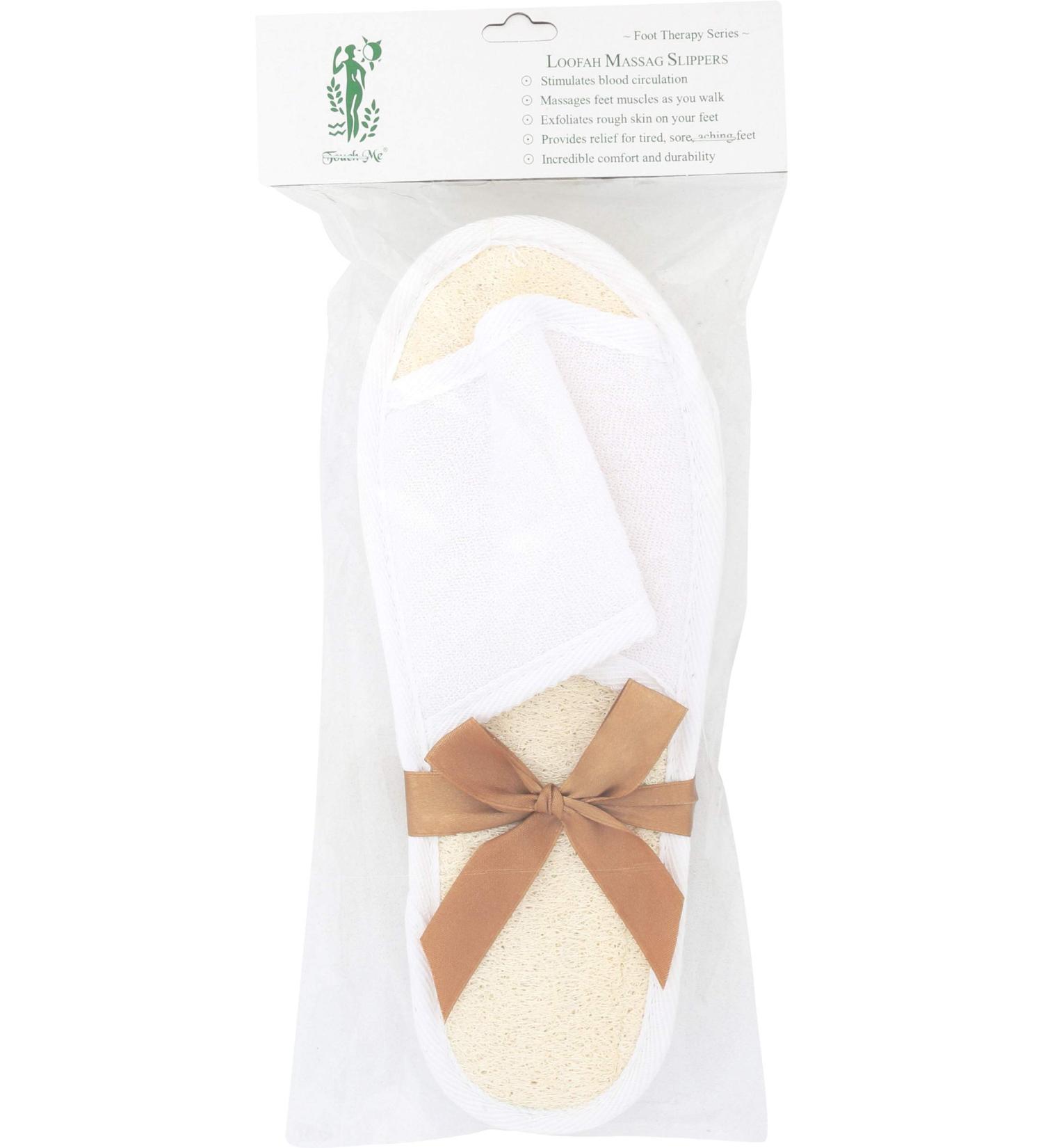Touch Me Natural Loofah Spa Massage Slippers - Set of 2 Pairs | Exfoliating Foot Scrubber for Home Spa Experience - Buy Online on GoSupps.com