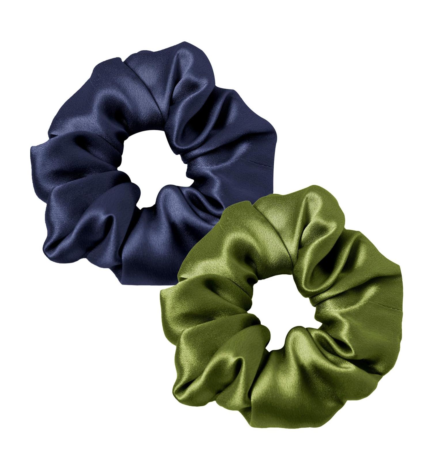 Lilysilk 100% Silk Hair Rings for Women | Dark Blue & Dark Olive Ponytail Holders | Eco-Friendly Hair Ties | 2-Pack - Buy Online on GoSupps.com