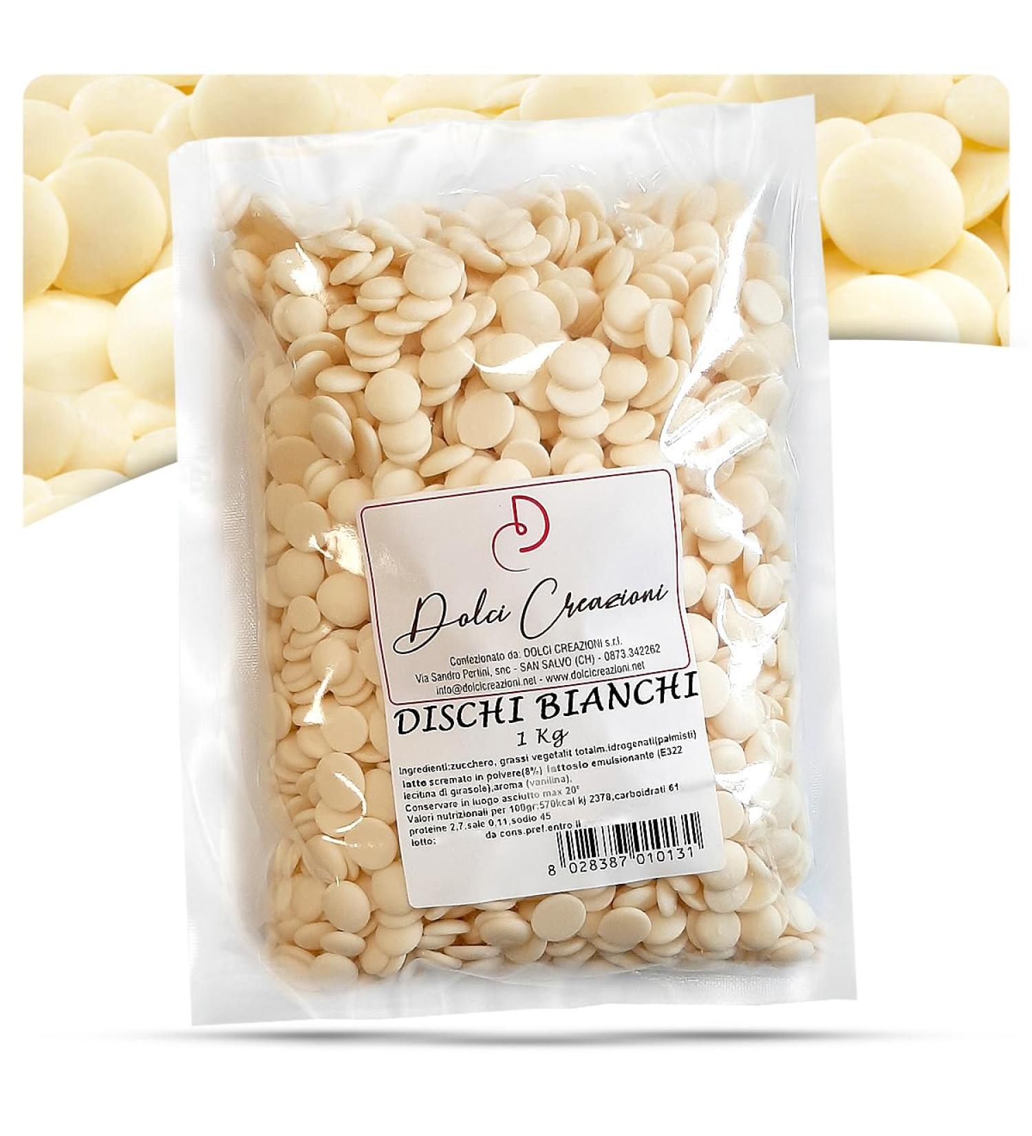 Dolci Creazioni WHITE CHOCOLATE DISCS - 1 Kg - Cake and Pastry Decorations - Buy Online on GoSupps.com