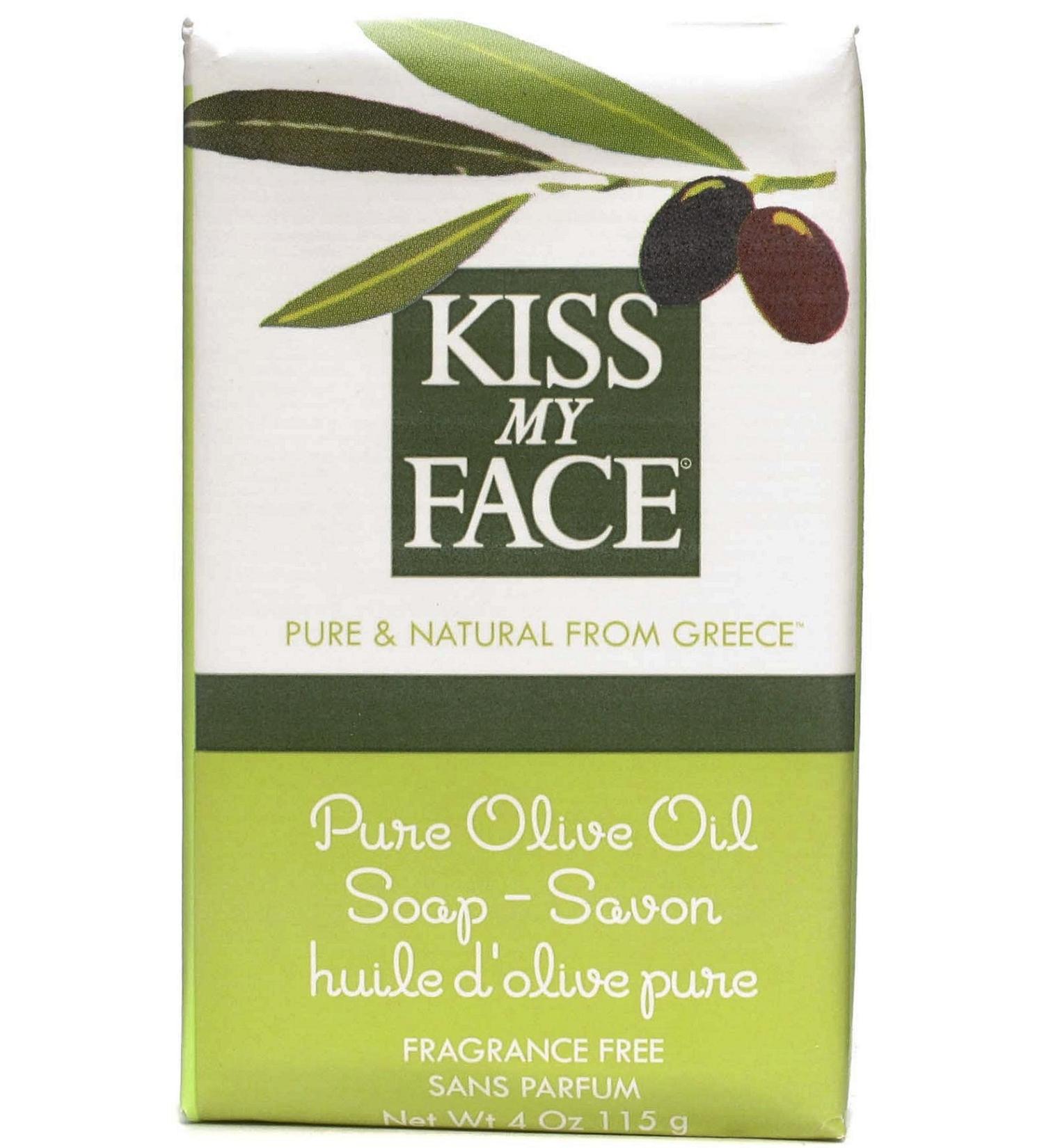 Kiss My Face Pure Olive Oil Bar Soap Fragrance Free Pure & Natural 4 Oz (Pack of 6)