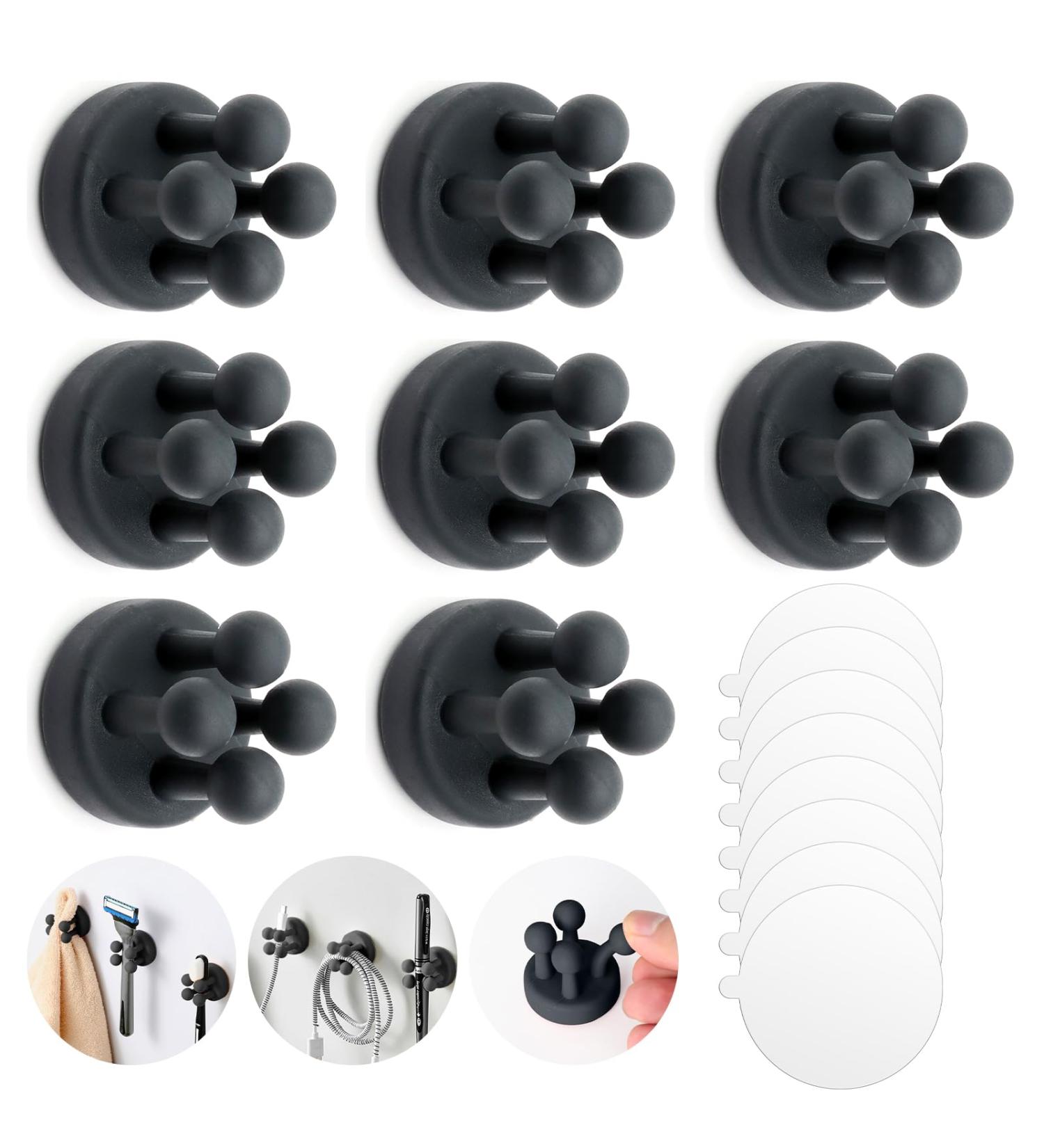 Spokki 8-Piece Silicone Toothbrush & Razor Holder Set - Waterproof No Drilling Multi-Function Wall Hook for Bathroom Kitchen & Office - Buy Online on GoSupps.com
