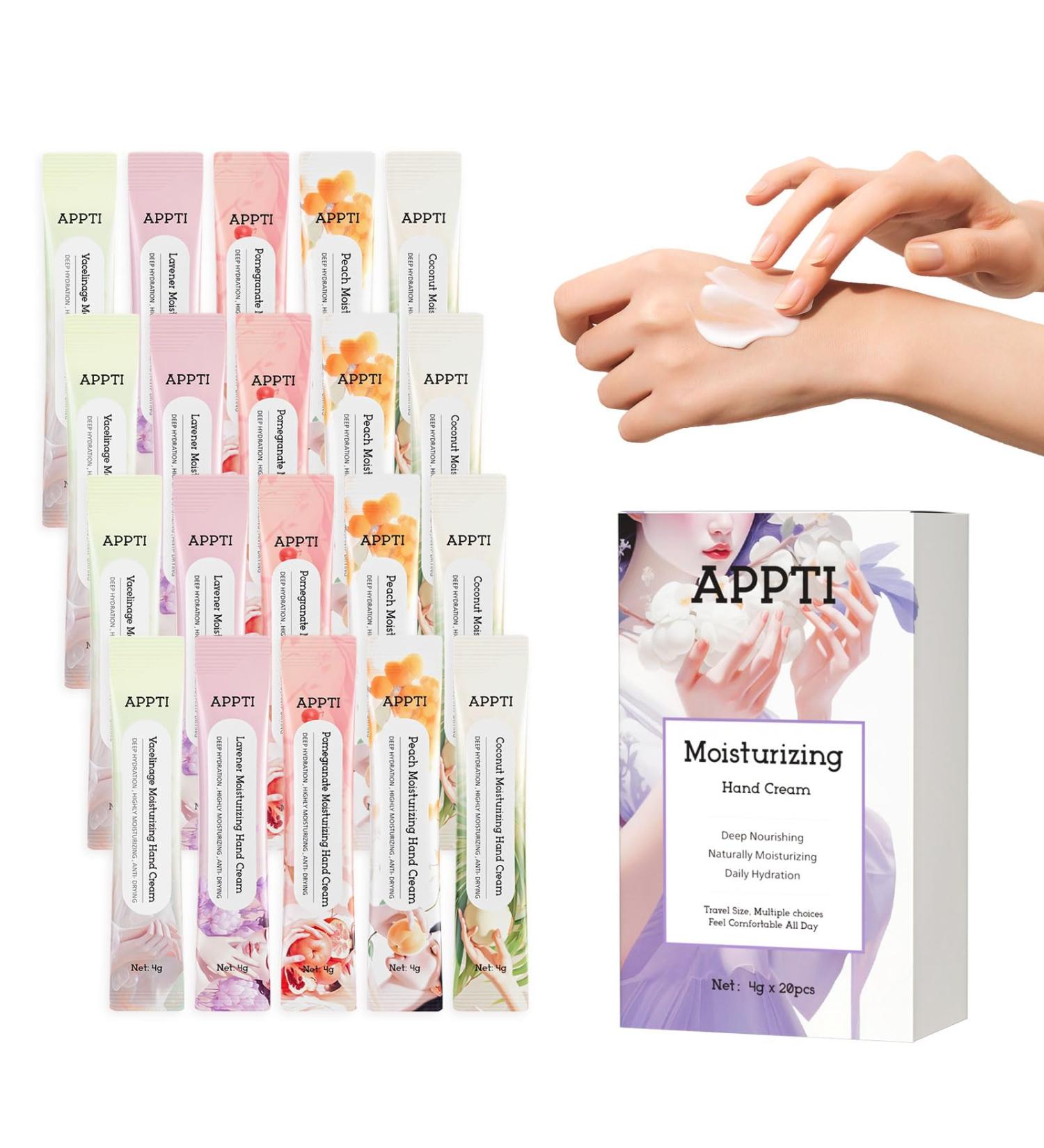 APPTI Moisturizing Hand Cream Day Clean Hand Lotion Travel Size Hand Cream Daily Moisturizing Hand Cream For Dry Hands - Variety Fragrance Pack of 20 - Buy Online on GoSupps.com
