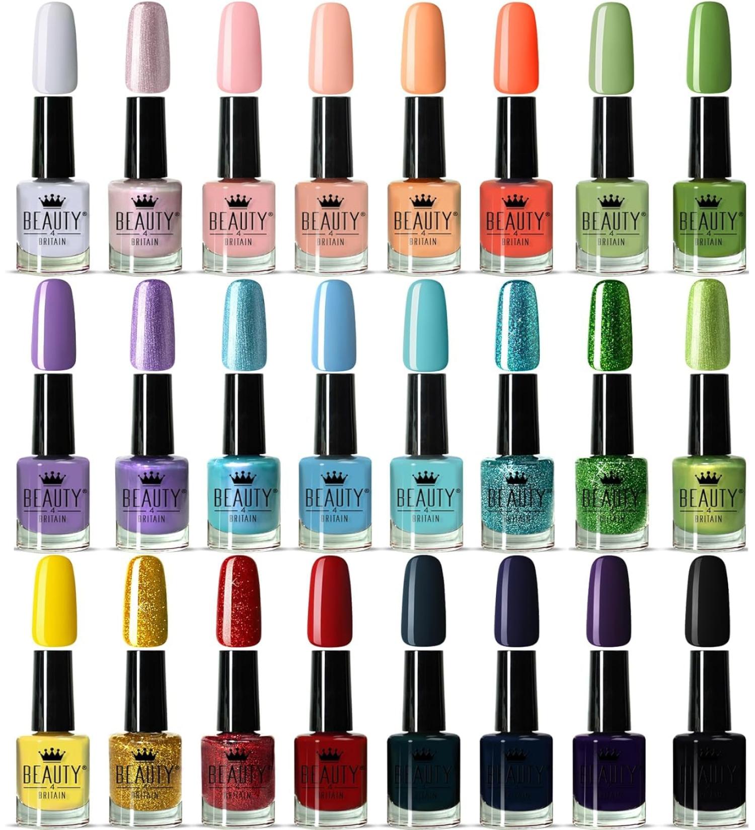 beauty4britain Nail Polish Set - 24 Modern Colours (12ml Each) - Nail Lacquer Collection in Elegant Floral Box Long-Lasting Shine Gift Set - Buy Online on GoSupps.com