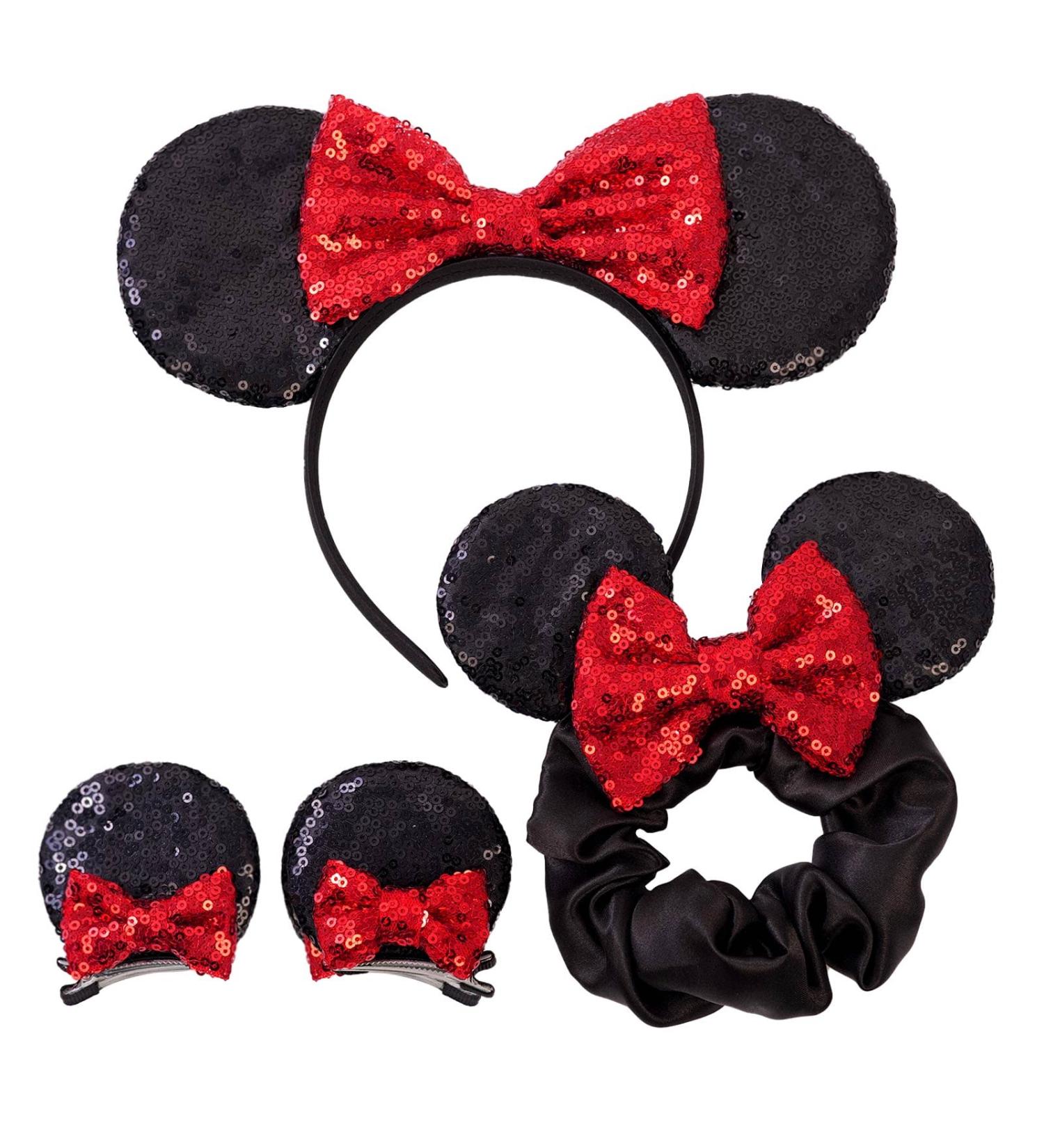 Disney Minnie Mouse Ears Headband Set for Women and Kids - Includes Hair Clips and Scrunchies - Ideal for Birthday Party or Christmas Celebration - Buy Online on GoSupps.com