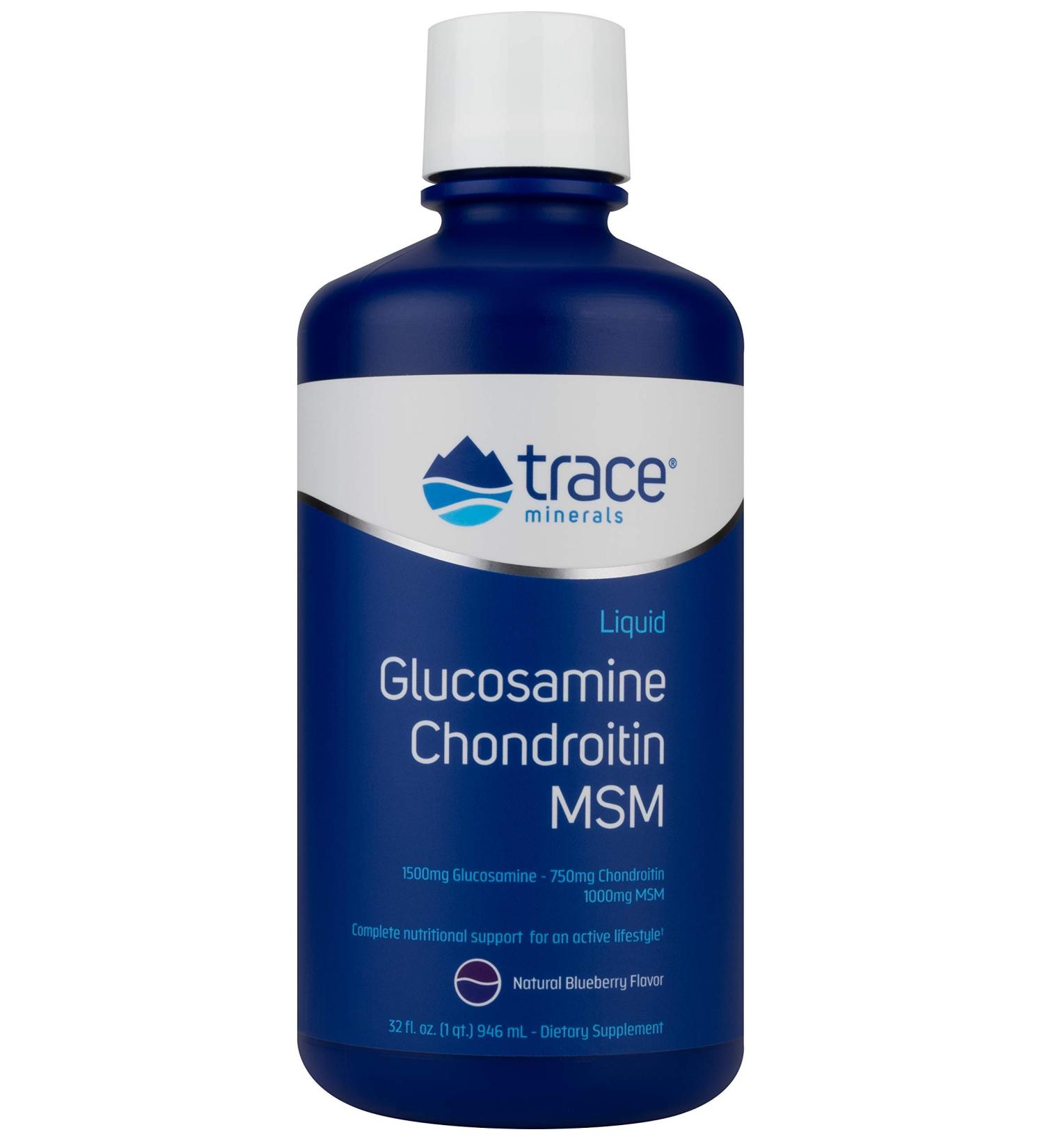 Blueberry Flavored Liquid Glucosamine Chondroitin MSM with Trace Minerals | Joint Support Dietary Supplement | 32 Servings 32 fl oz - Pack of 1 - Buy Online on GoSupps.com