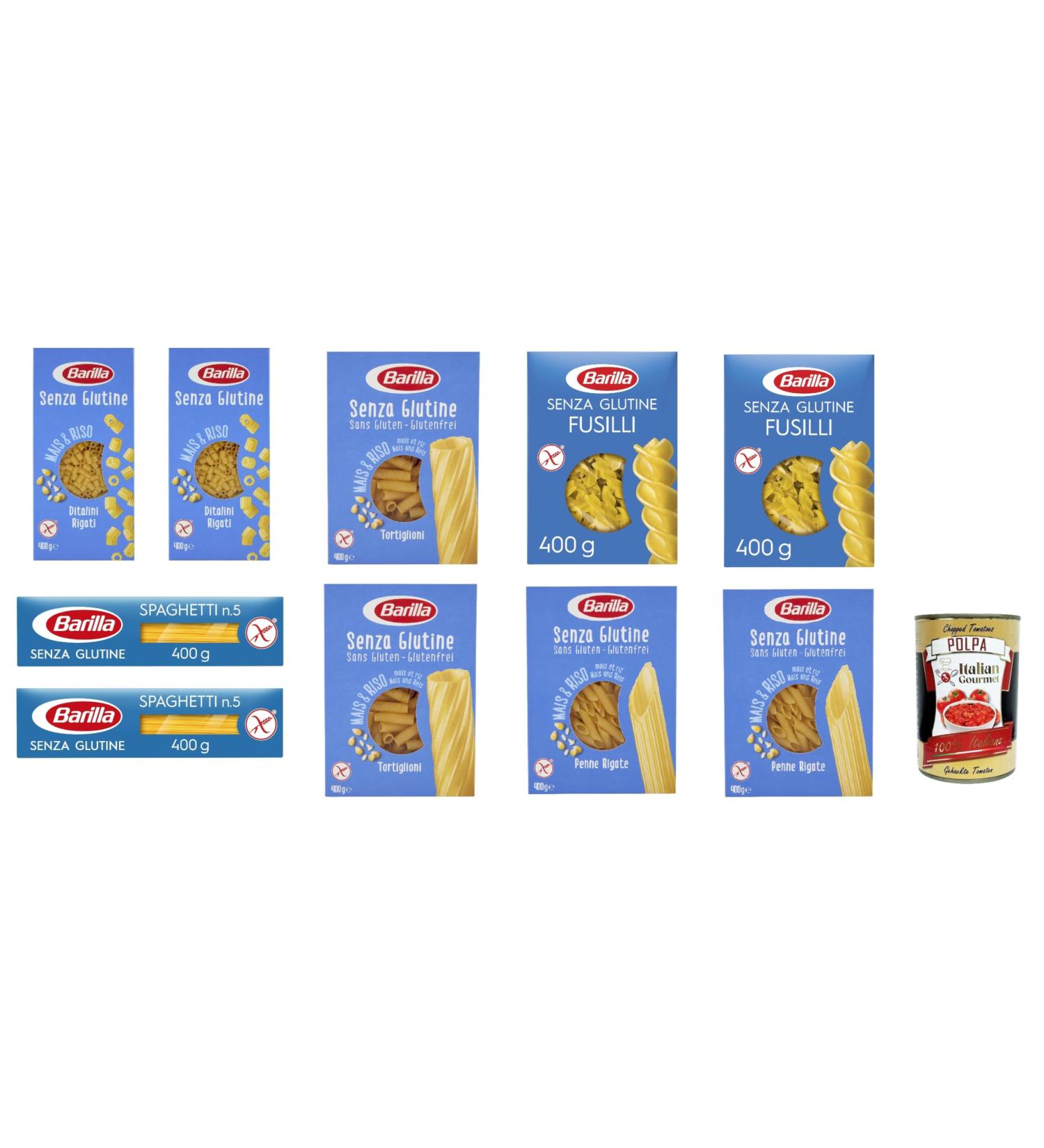 Buy Barilla Senza Glutine Gluten-Free Pasta Noodles 10 x 400G + Italian Gourmet Polpa 400g - International Shipping - Buy Online on GoSupps.com