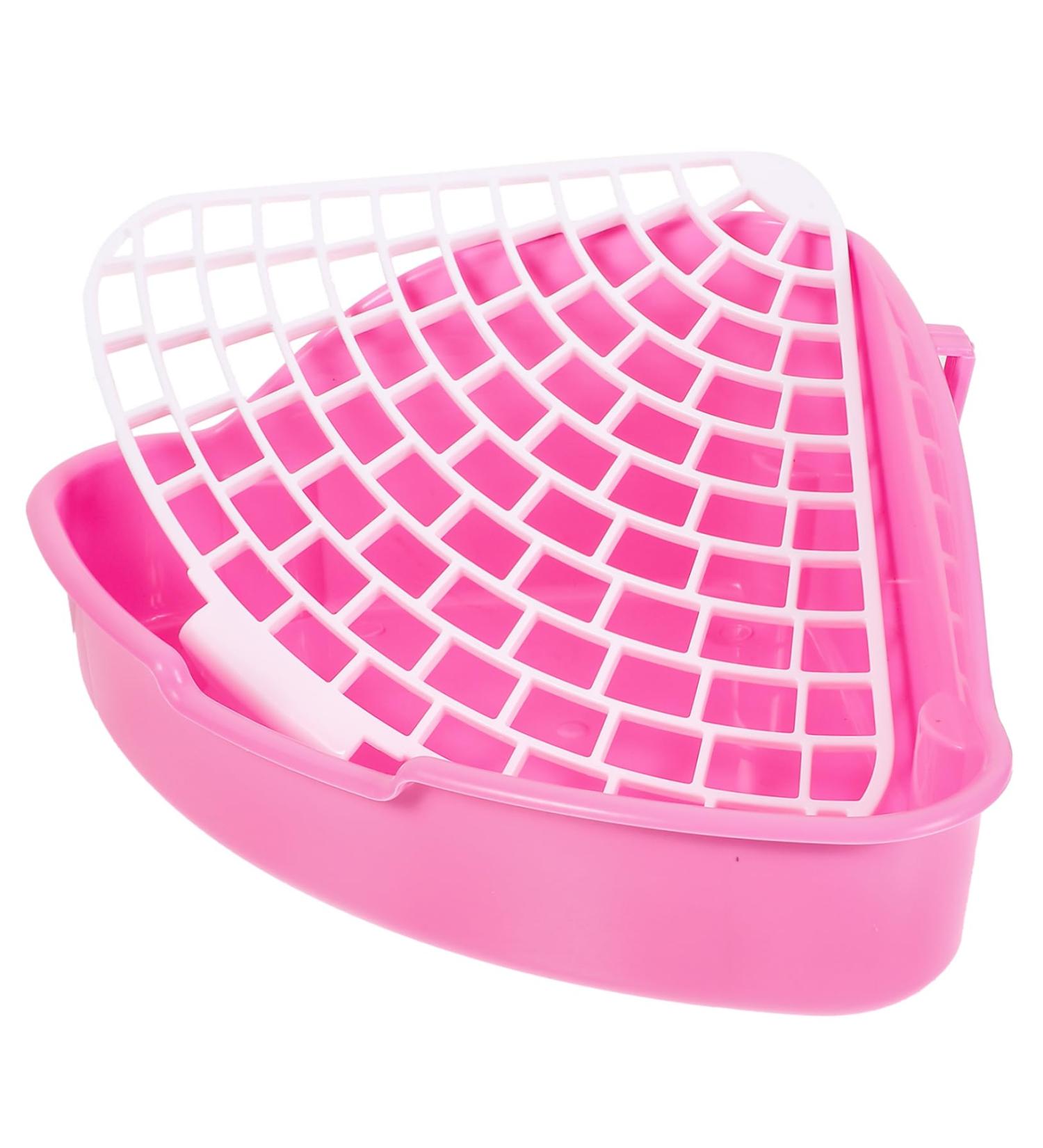 VILLFUL Box Rabbit Toilet Bunny Accessories Small Animal Critter Bath Pet Tub Plastic Cat Litter Tray 33X29.5X14CM Pink - Buy Online on GoSupps.com