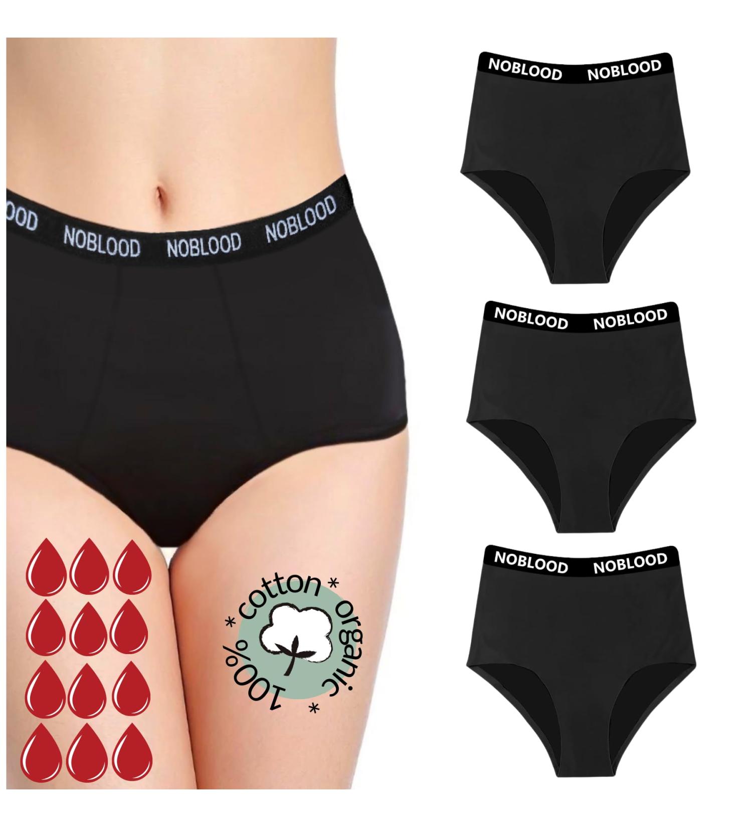 Noblood Period Underwear - Eco-Friendly Cotton Menstruation Briefs (2-3 Tampons) | Washable & Absorbent - XXS/3XL Basic Pack for Girls - Buy Online on GoSupps.com