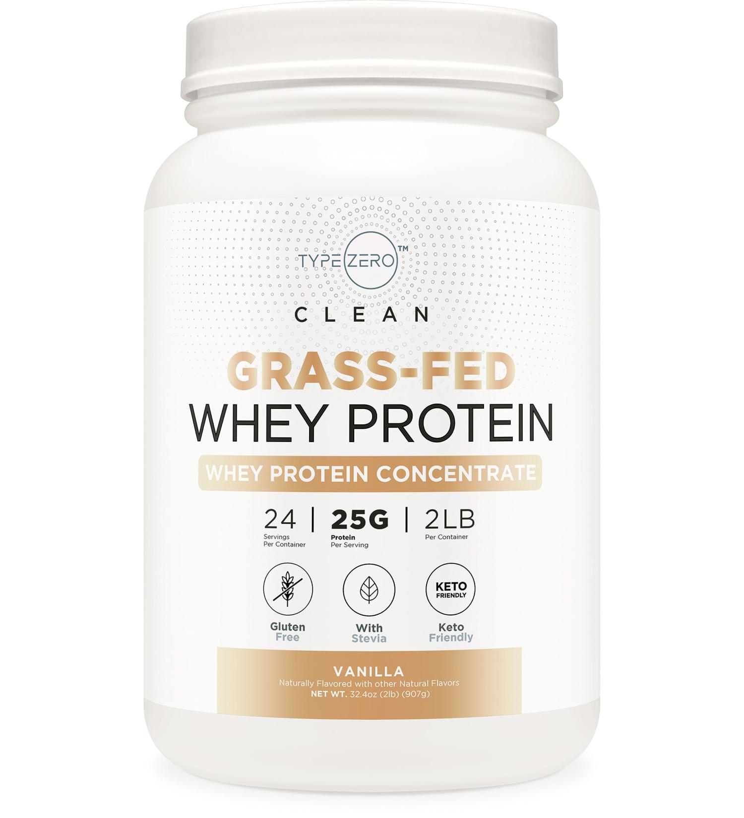 Type Zero Grass Fed Whey Protein Concentrate Powder - Vanilla 2LBS | Gluten Free & Non-GMO | International Shipping Available - Buy Online on GoSupps.com