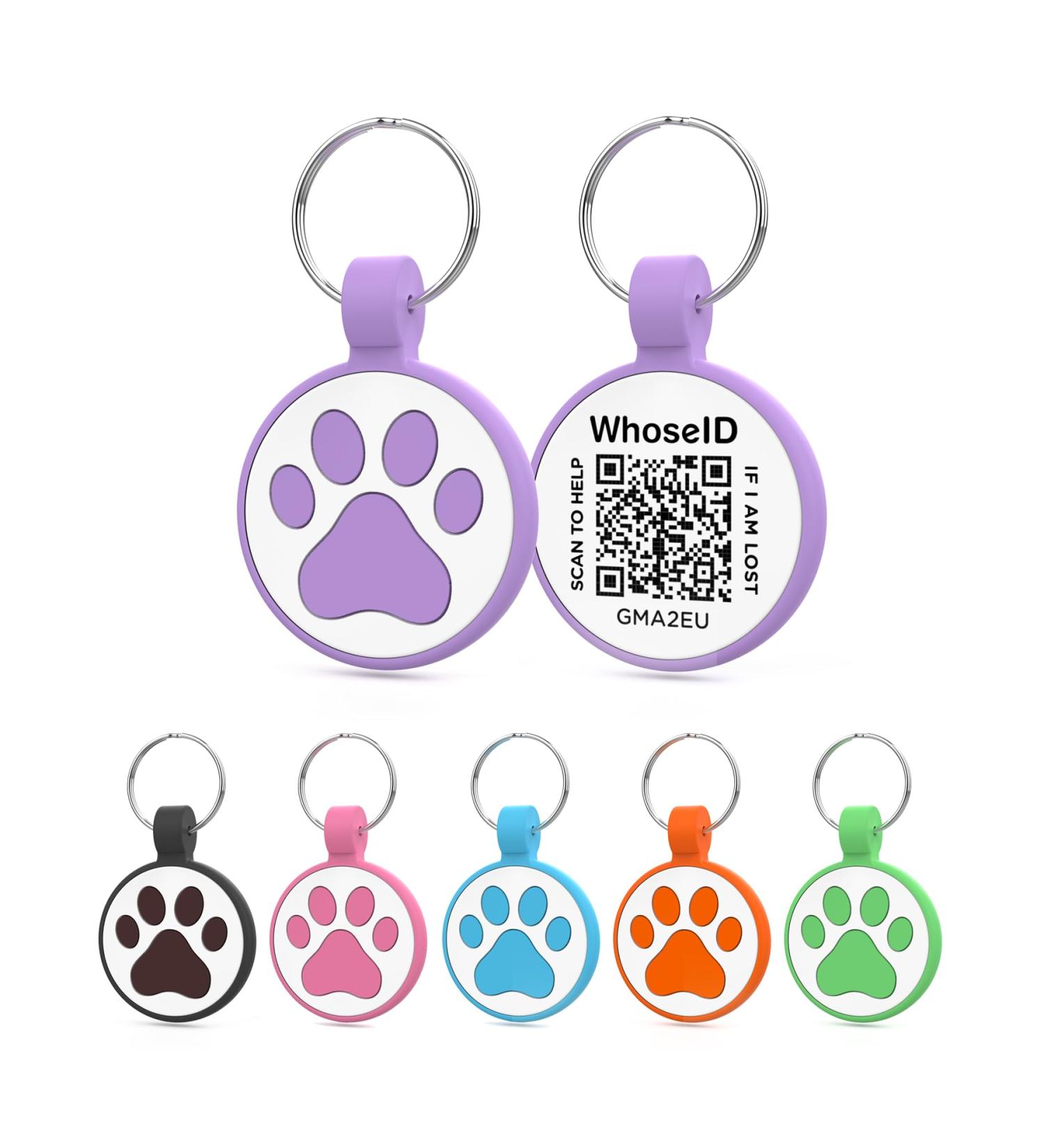 Whoseid QR Code Cat Tag - Customizable Online Profile Emergency Contacts Waterproof Silicone No Jingle - Perfect for Medium to Large Cats - Purple - Buy Online on GoSupps.com