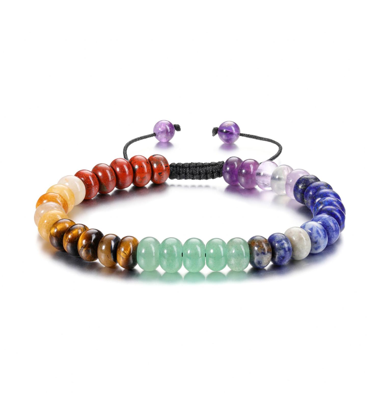 Go 7 Chakra Bracelet | Natural Chakra Stones | Healing Reiki Energy Yoga Bracelet for Women - Buy Online on GoSupps.com