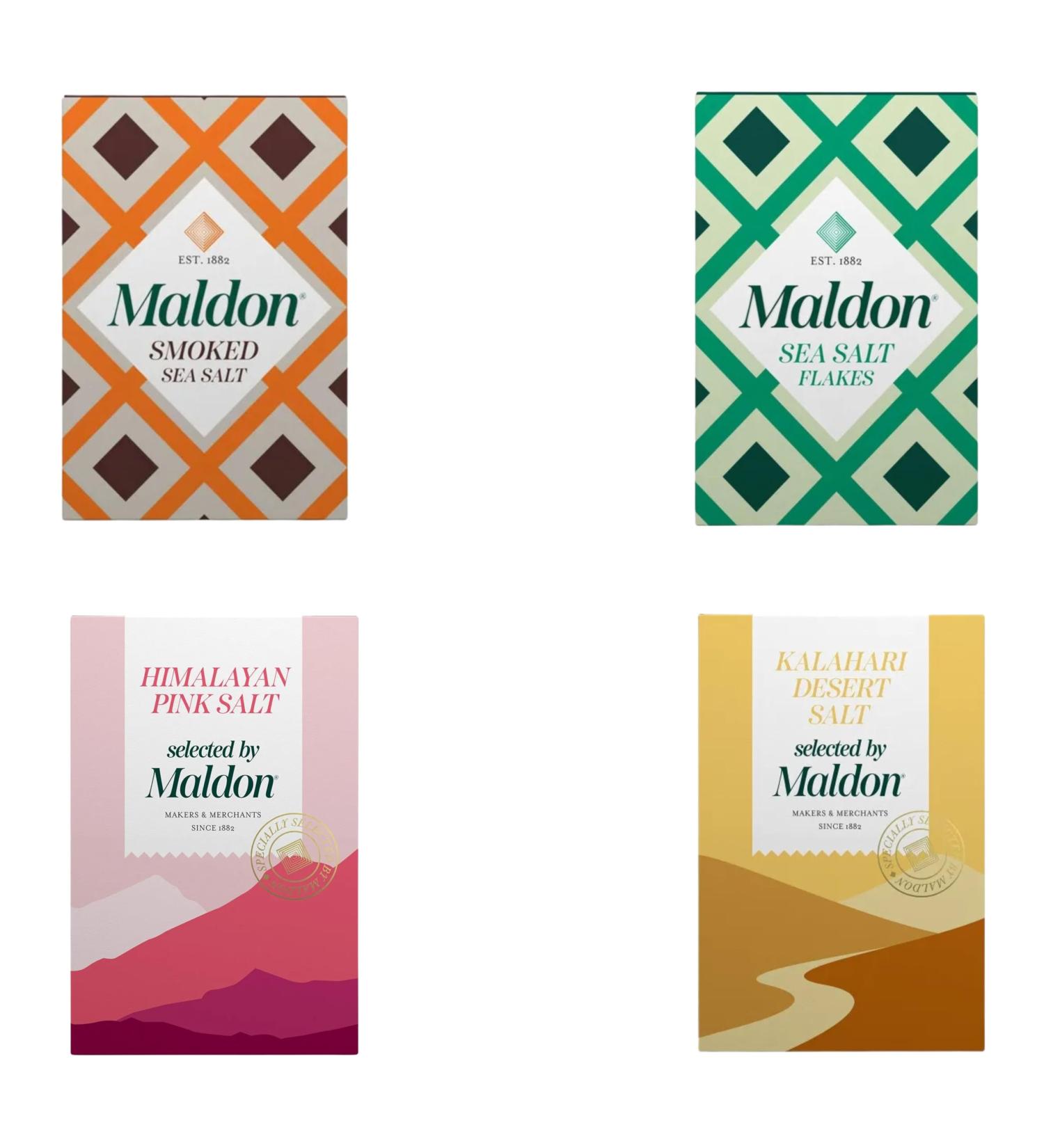 Maldon Sea Salt Pick N Mix - Choose From 4 Flavours | Himalayan Pink Kalahari Desert Original Smoked Sea-Salt - Perfect for a Wide Range of Dishes Four Generations - Pack of 4 250.00 g (Pack of 4) - Buy Online on GoSupps.com