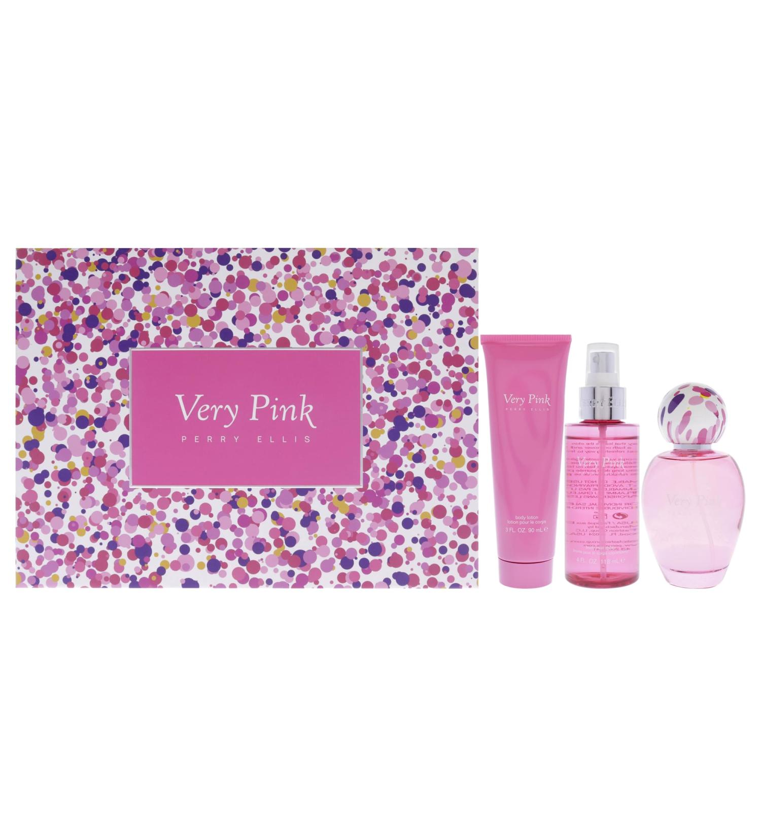 Perry Ellis Very Pink for Women - 3 Pc Gift Set 3.4oz EDP Spray 3oz Body Lotion 4oz Body Mist - Buy Online on GoSupps.com